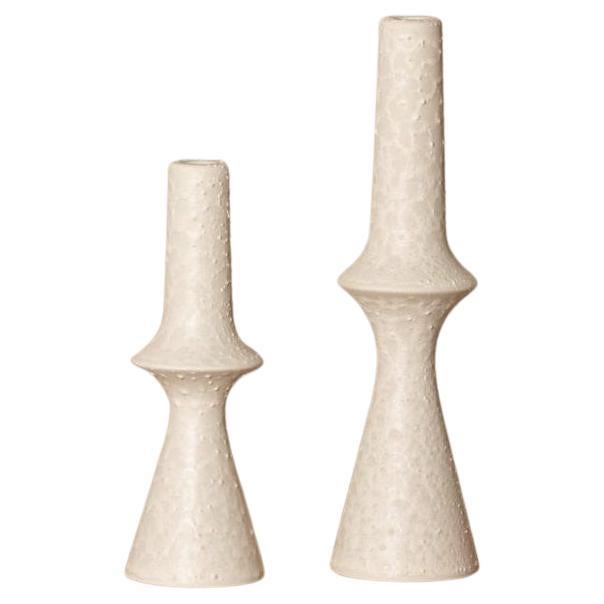 Set of 2 Lanco Lunar Ceramic Candleholders by Simone & Marcel For Sale