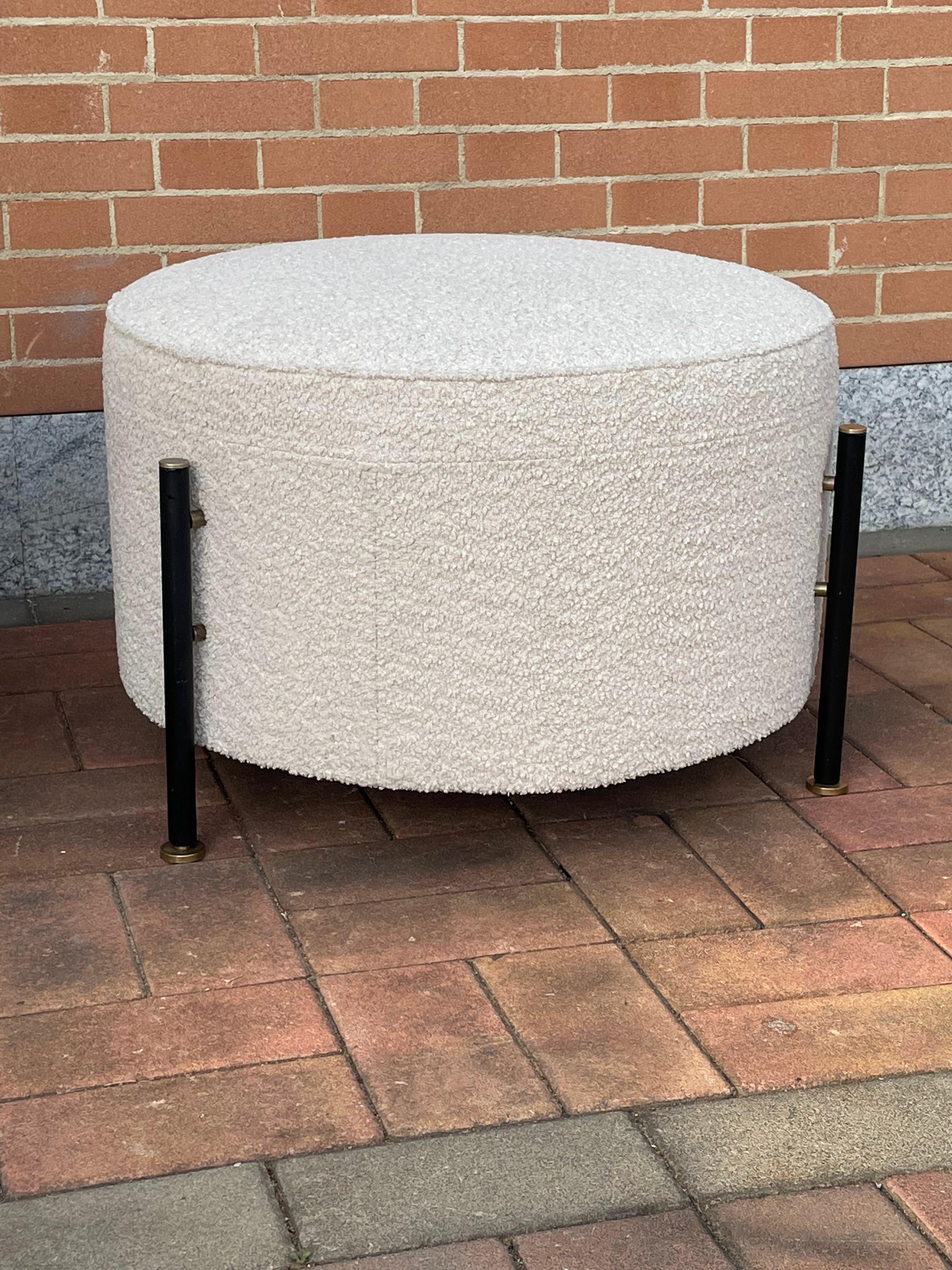 Mid-Century Modern Set of 2 Large 1960s Poufs 