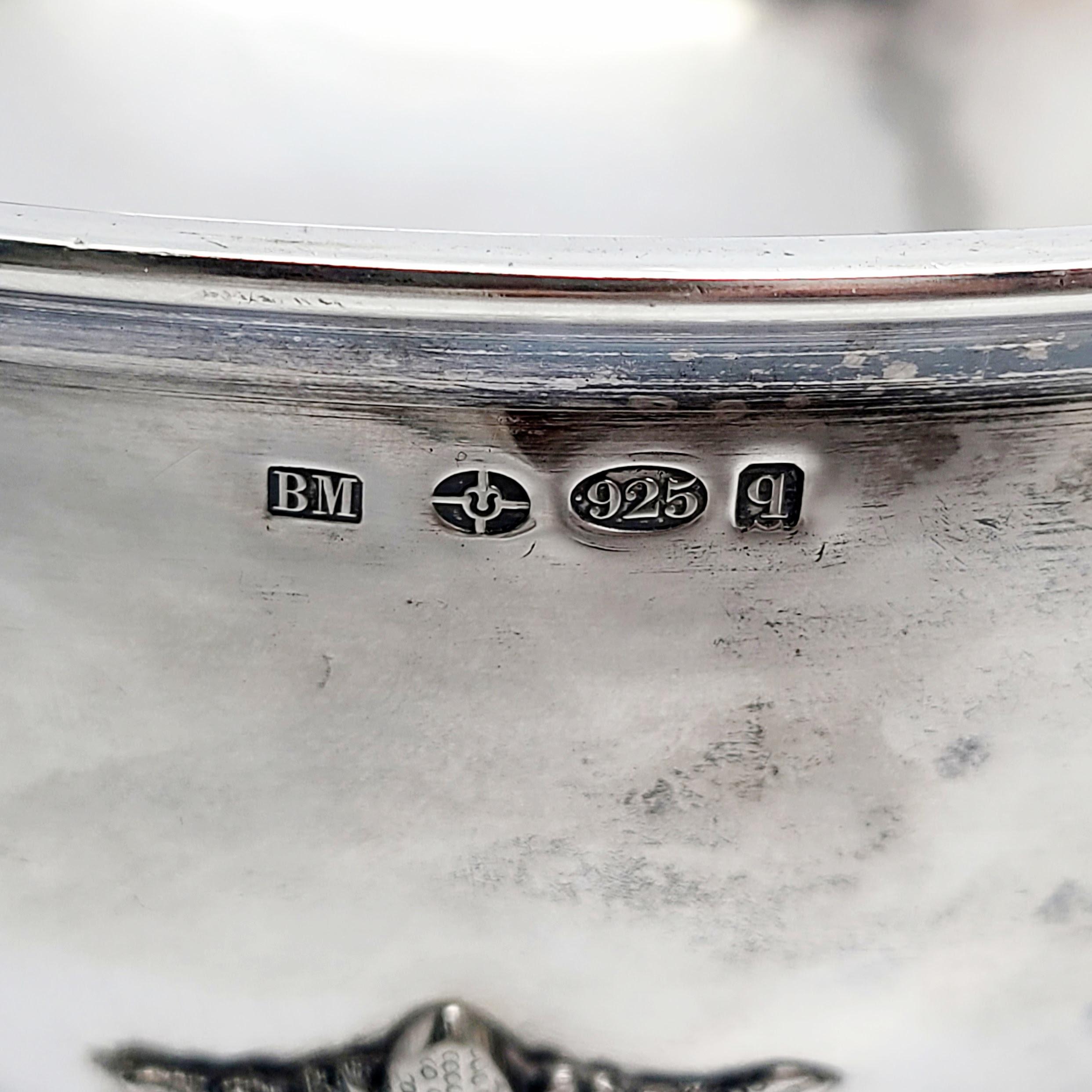 Set of 2 Large Antique Hanau Sterling Silver Bowls British Import Muller For Sale 4