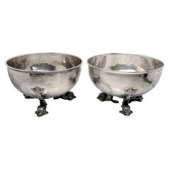 Set of 2 Large Antique Hanau Sterling Silver Bowls British Import Muller
