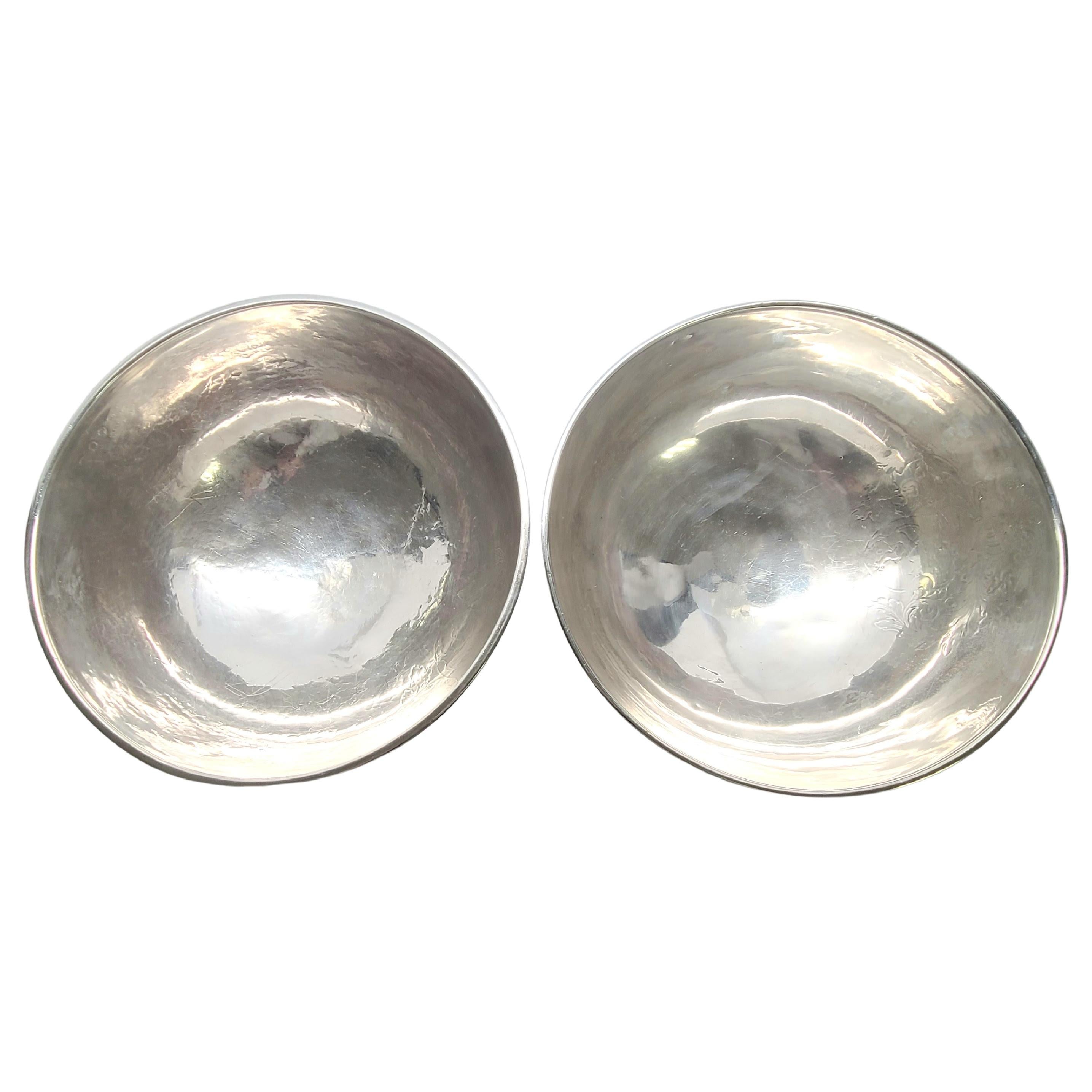 Set of 2 Large Antique Hanau Sterling Silver Bowls British Import Muller In Good Condition For Sale In Washington Depot, CT