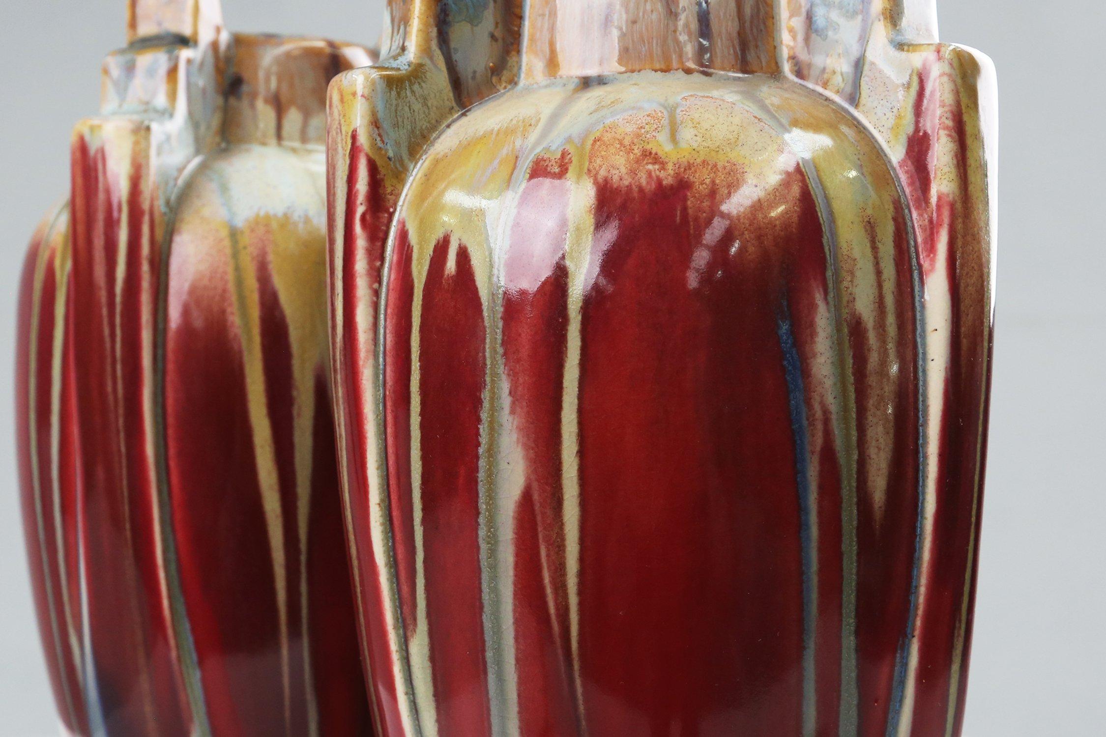 Mid-20th Century Set of 2 large Art Deco ceramic vases, 1930s For Sale