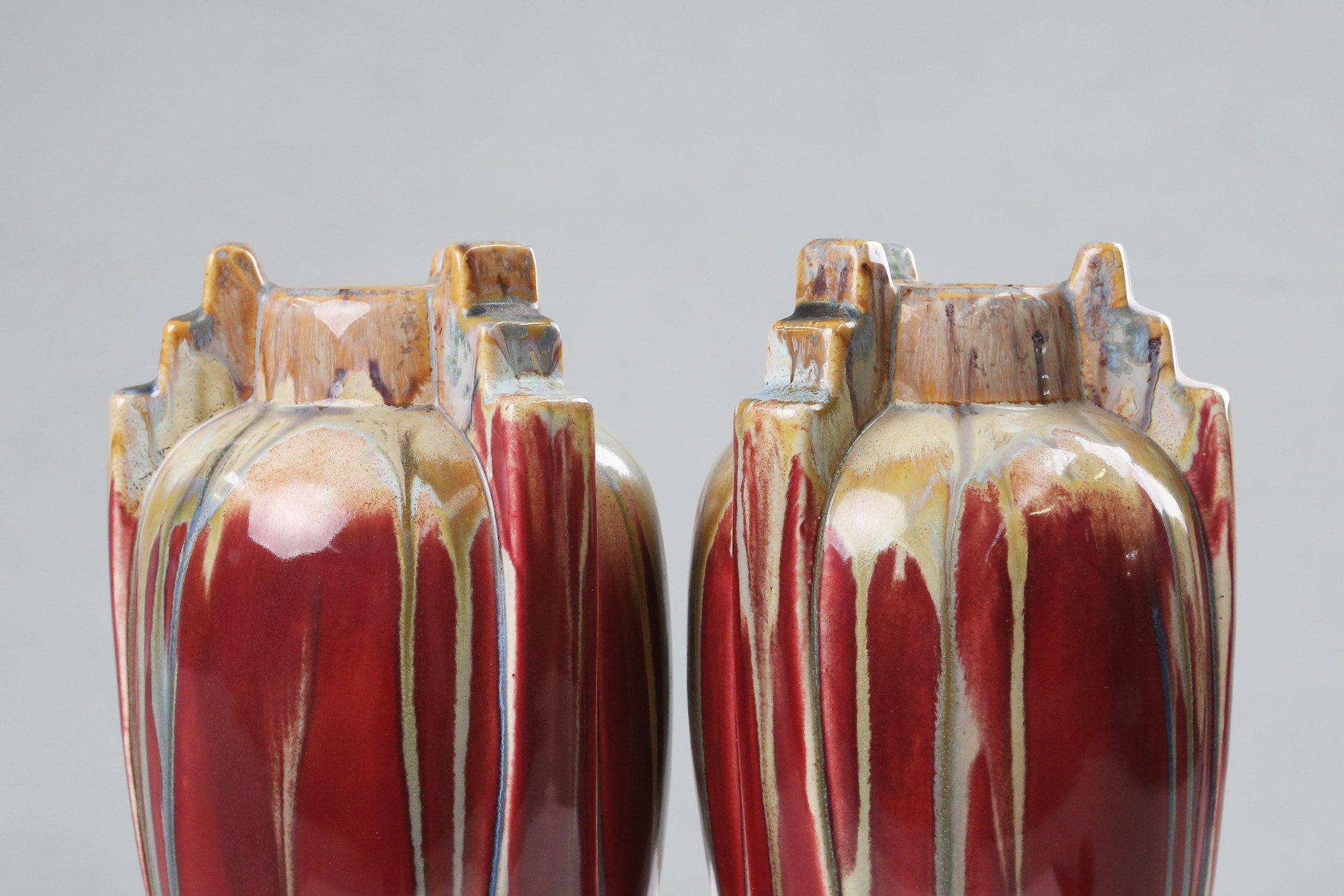Ceramic Set of 2 large Art Deco ceramic vases, 1930s For Sale