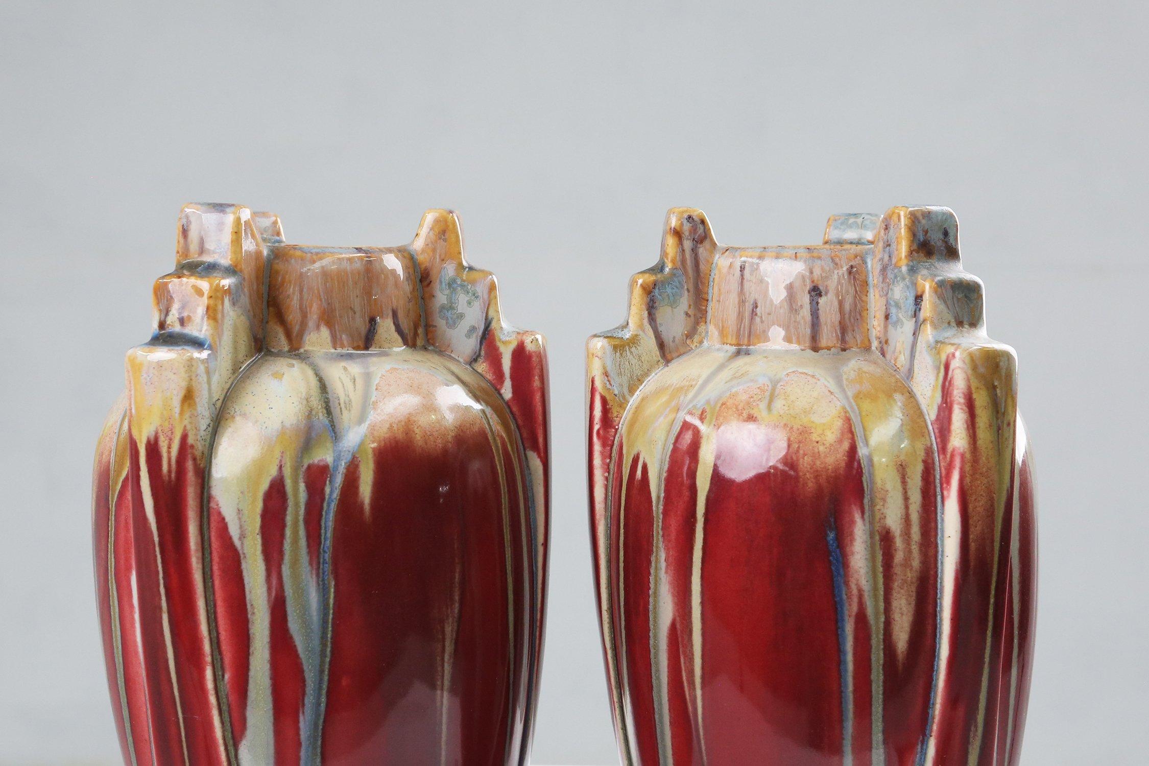 Set of 2 large Art Deco ceramic vases, 1930s For Sale 1