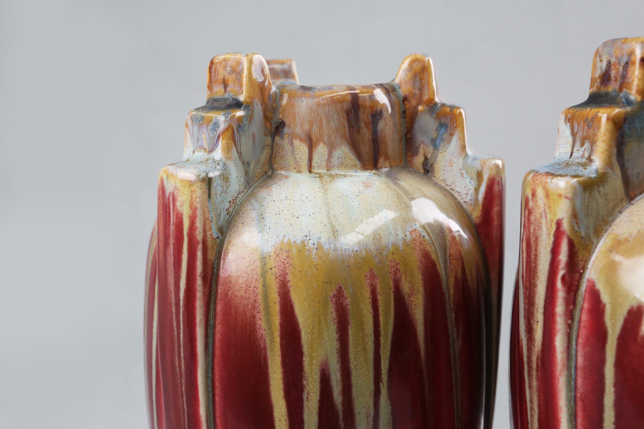 Set of 2 large Art Deco ceramic vases, 1930s For Sale 3