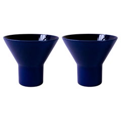 Ensemble de 2 grands vases KYO en céramique bleue par Mazo Design
