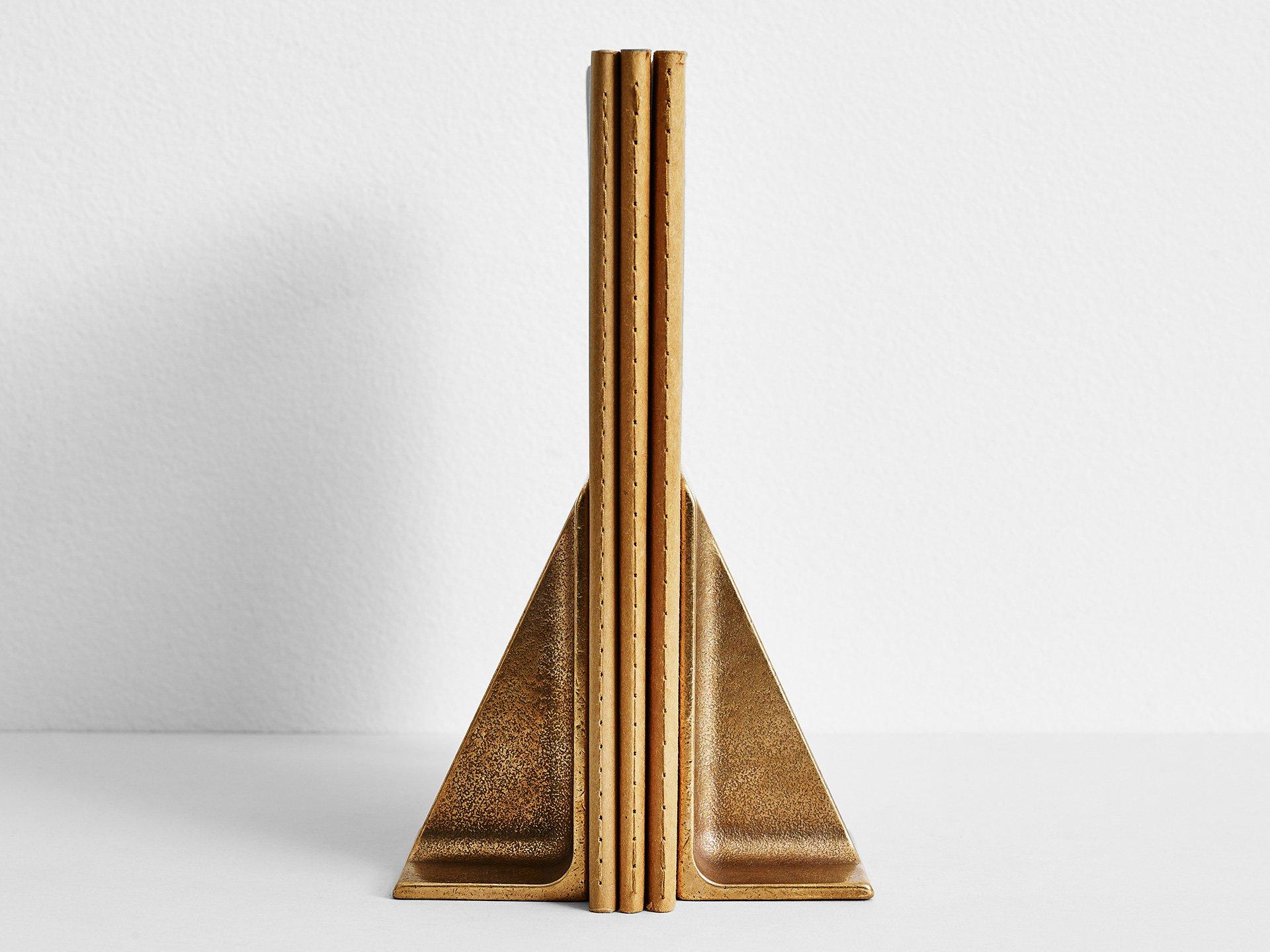 Set von 2 großen strukturellen I-Beam-Buchstützen aus Goldbronze mit Goldbronze von Henry Wilson (Bronze) im Angebot