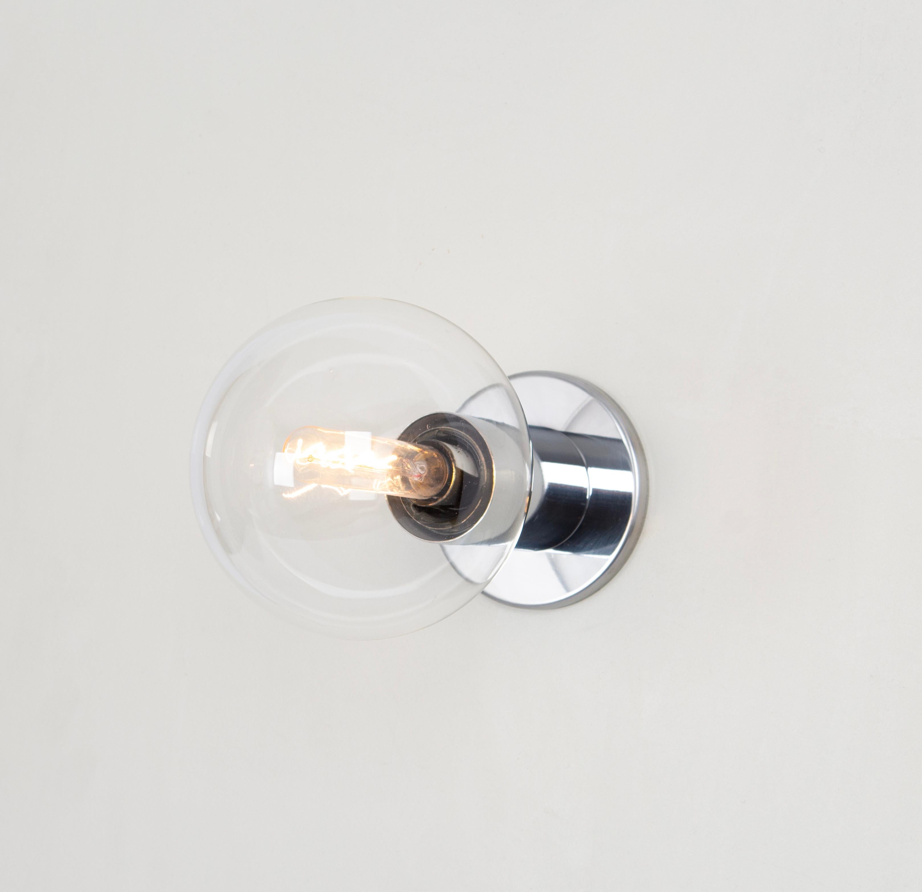 German Set of 2 Large Chrome Wall Light Designed by Motoko Ishii, Staff, 1970s For Sale