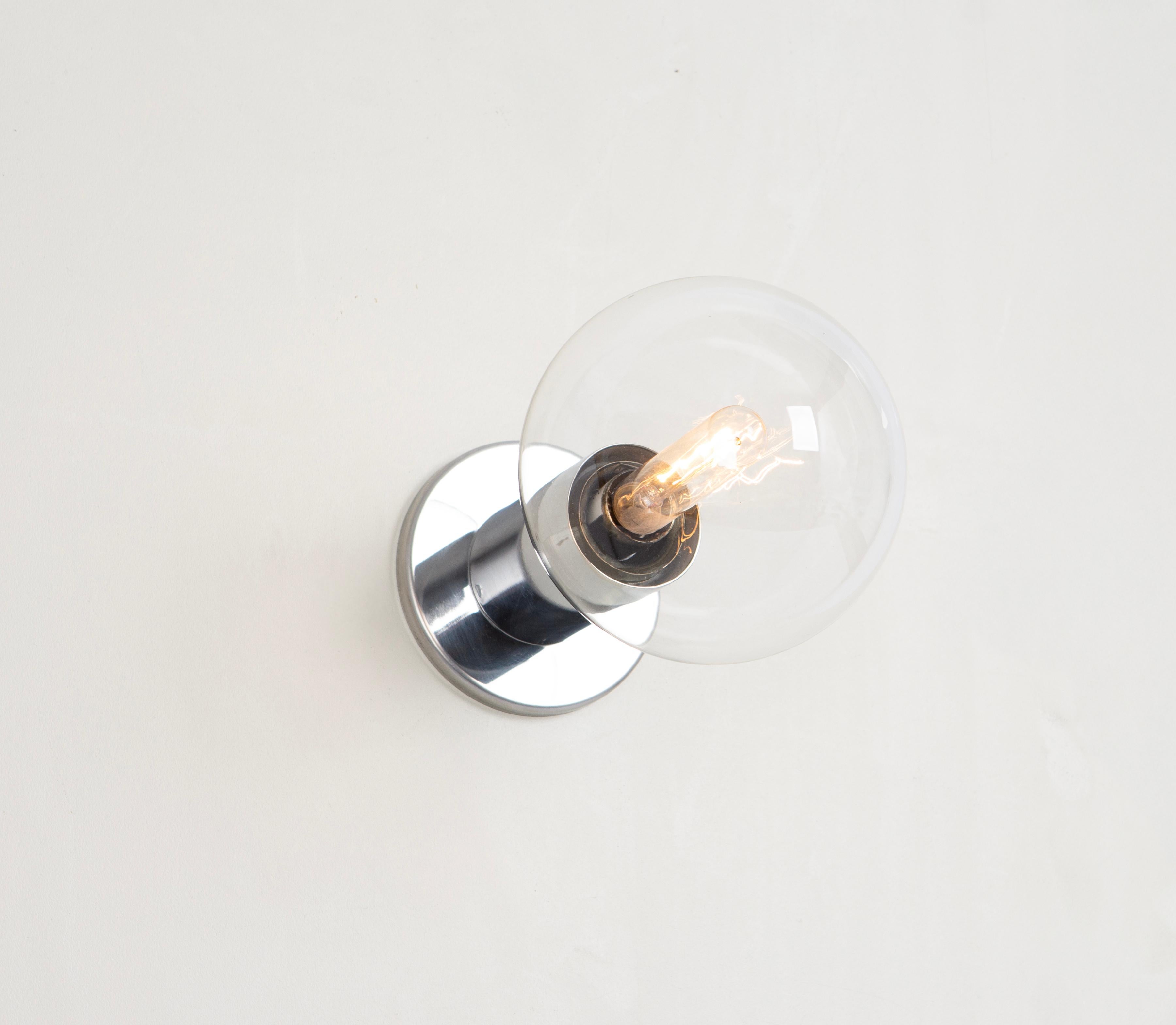 Late 20th Century Set of 2 Large Chrome Wall Light Designed by Motoko Ishii, Staff, 1970s For Sale