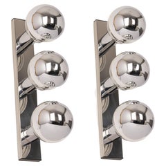 Set of 2 Large Chrome Wall Light Designed by Motoko Ishii, Staff, 1970s