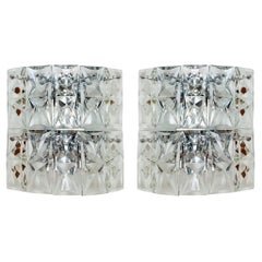 Vintage Set of 2 Large Crystal Glass Wall Lamps by Ott