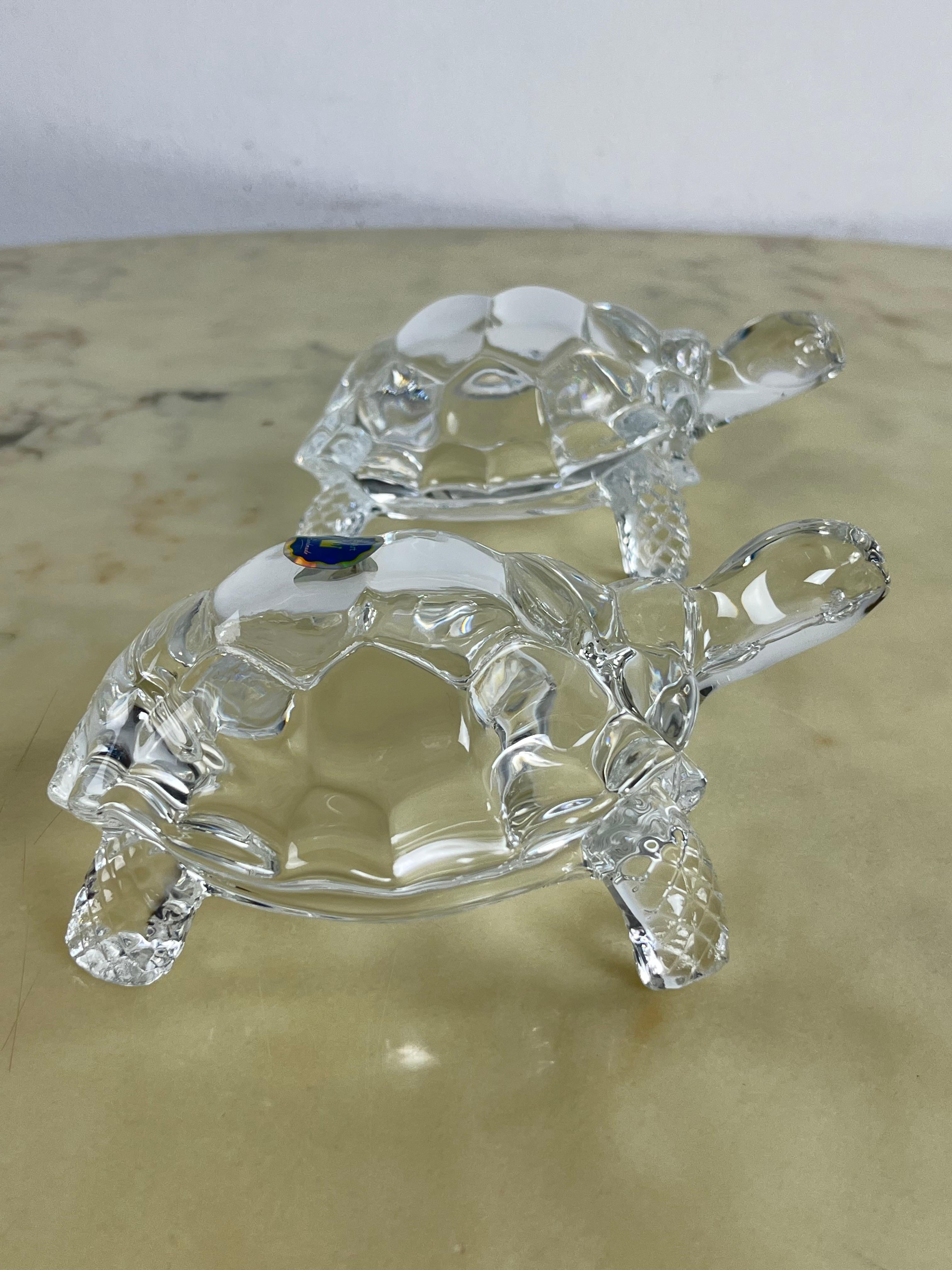 Set di 2 grandi tartarughe di cristallo Royal Art fatte a mano anni '80 in vendita 4