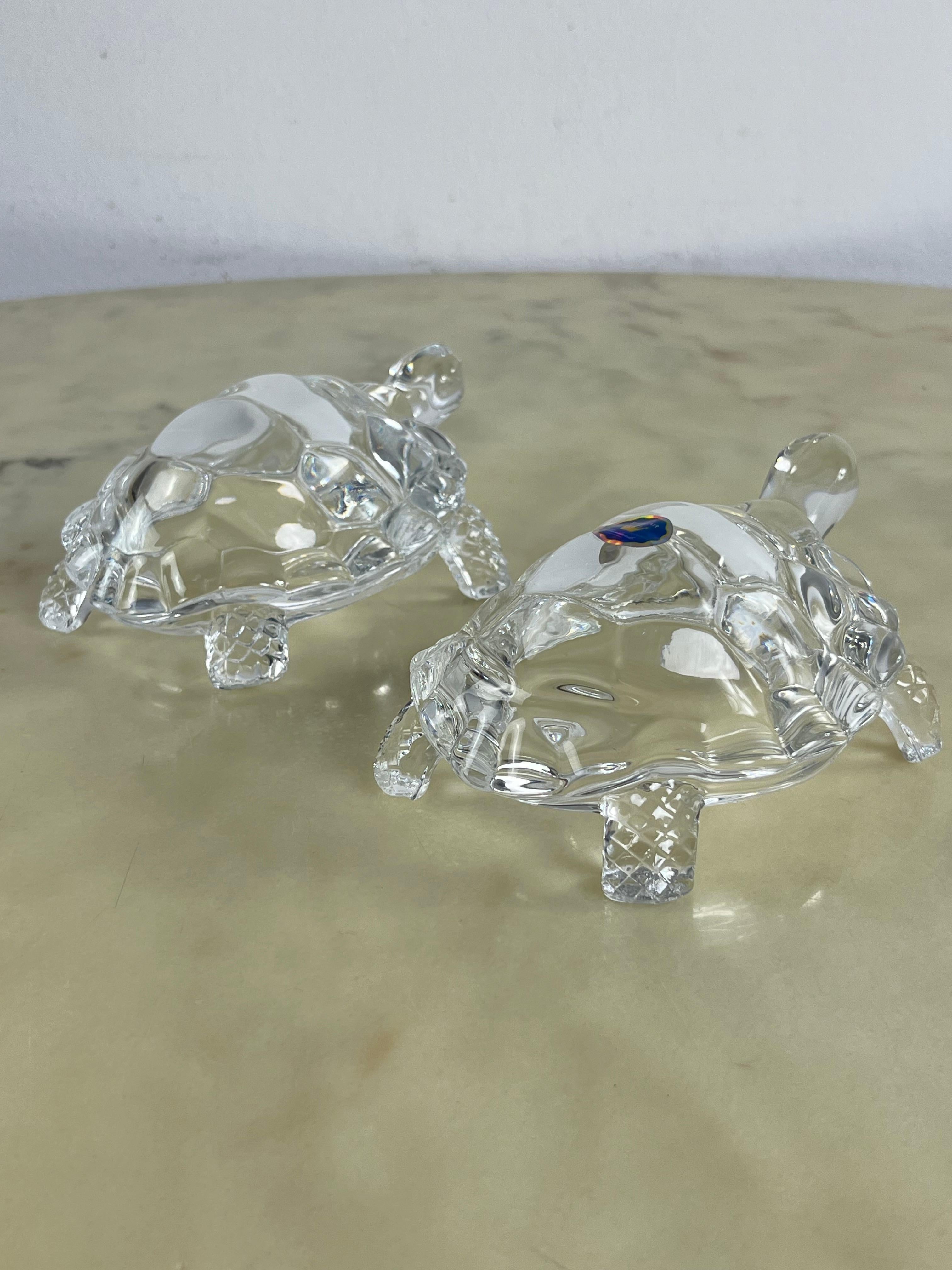Set di 2 grandi tartarughe di cristallo Royal Art fatte a mano anni '80 in vendita 5