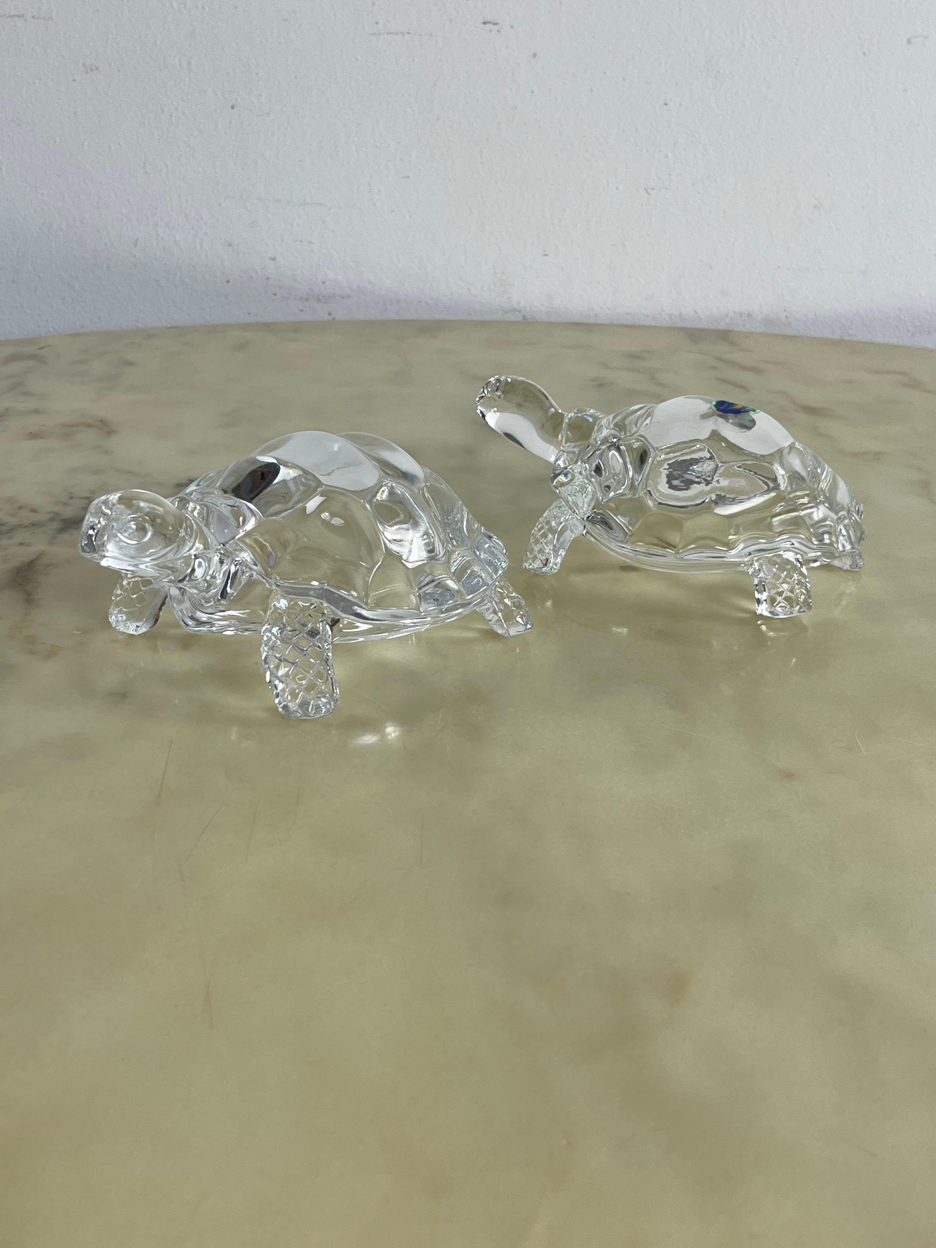 Set di 2 grandi tartarughe di cristallo Royal Art fatte a mano anni '80 in vendita 6