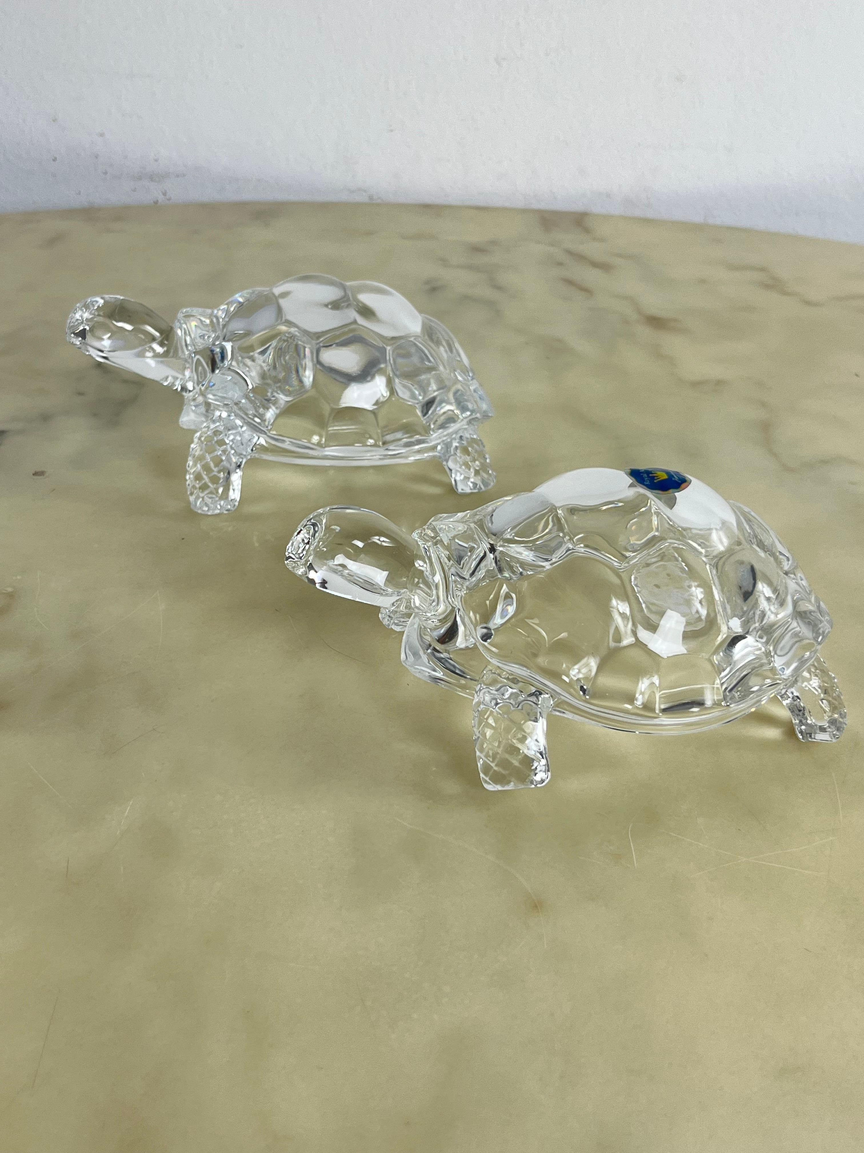 Set di 2 grandi tartarughe di cristallo Royal Art fatte a mano anni '80 in vendita 7