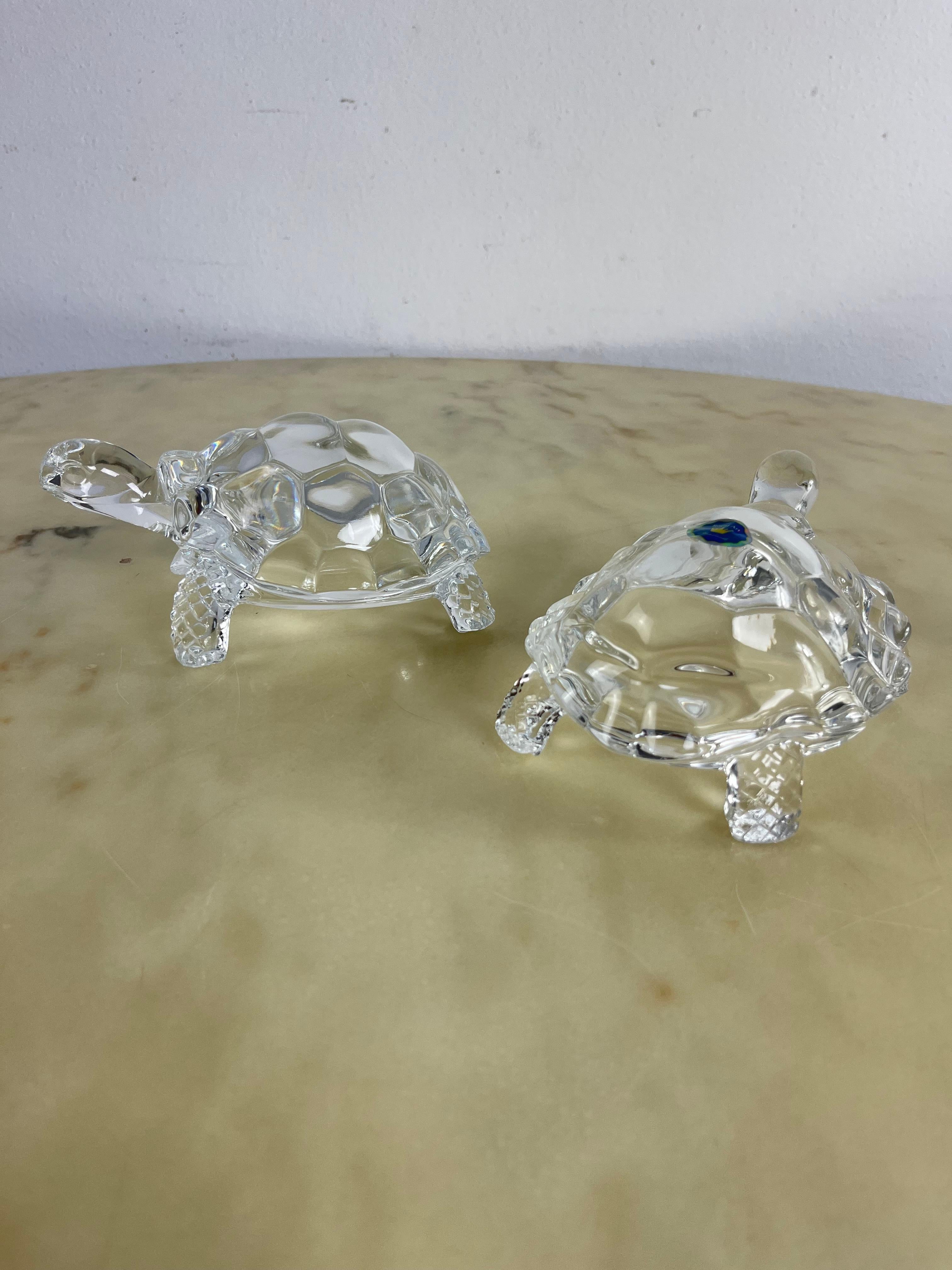Set di 2 grandi tartarughe di cristallo Royal Art fatte a mano anni '80 in vendita 9