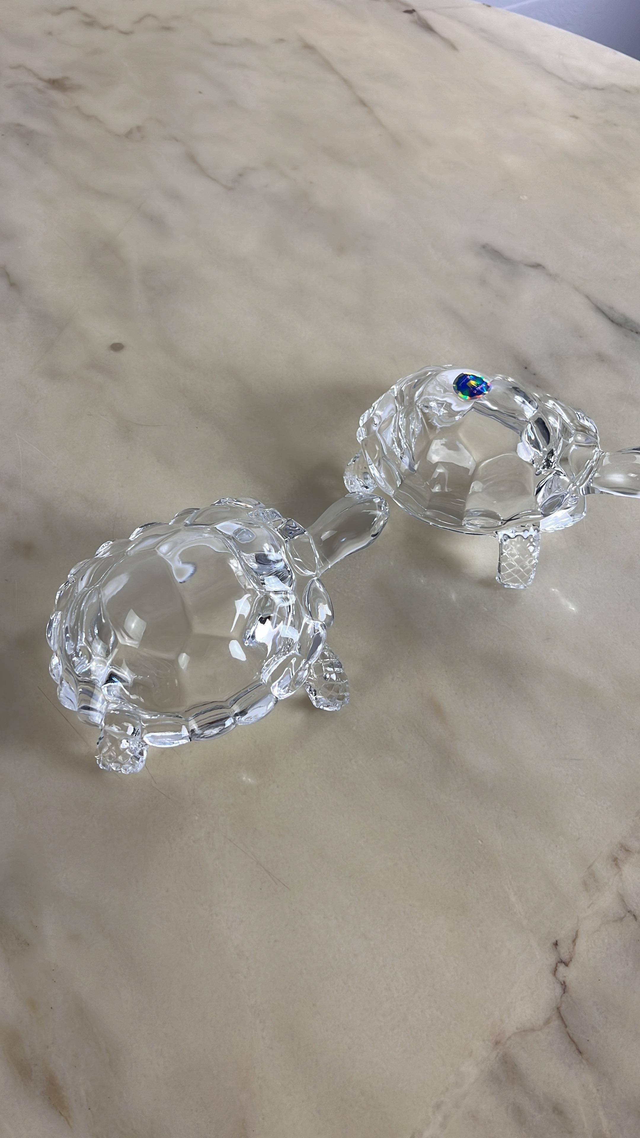 Set di 2 grandi tartarughe di cristallo Royal Art fatte a mano anni '80 in vendita 11