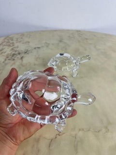 Set Of 2 Large Crystal Turtles Royal Art Handmade 1980s