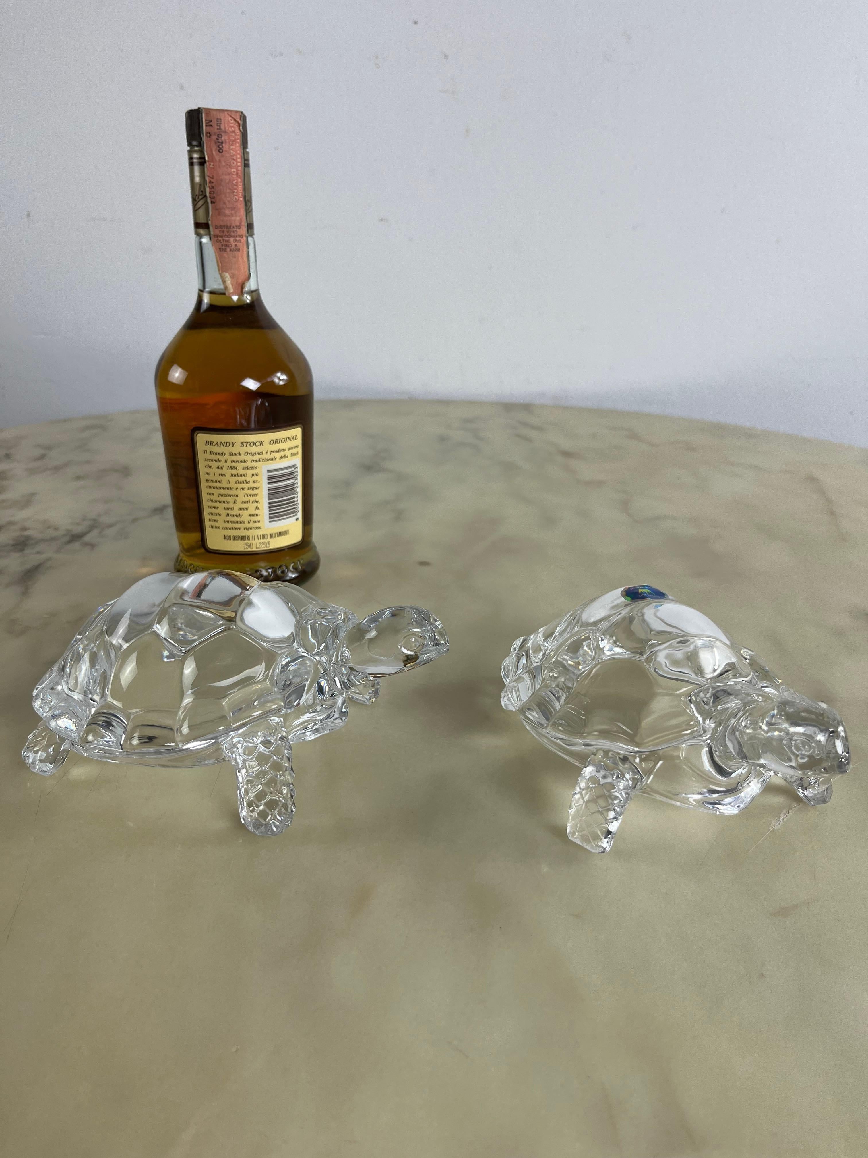 Italiano Set di 2 grandi tartarughe di cristallo Royal Art fatte a mano anni '80 in vendita