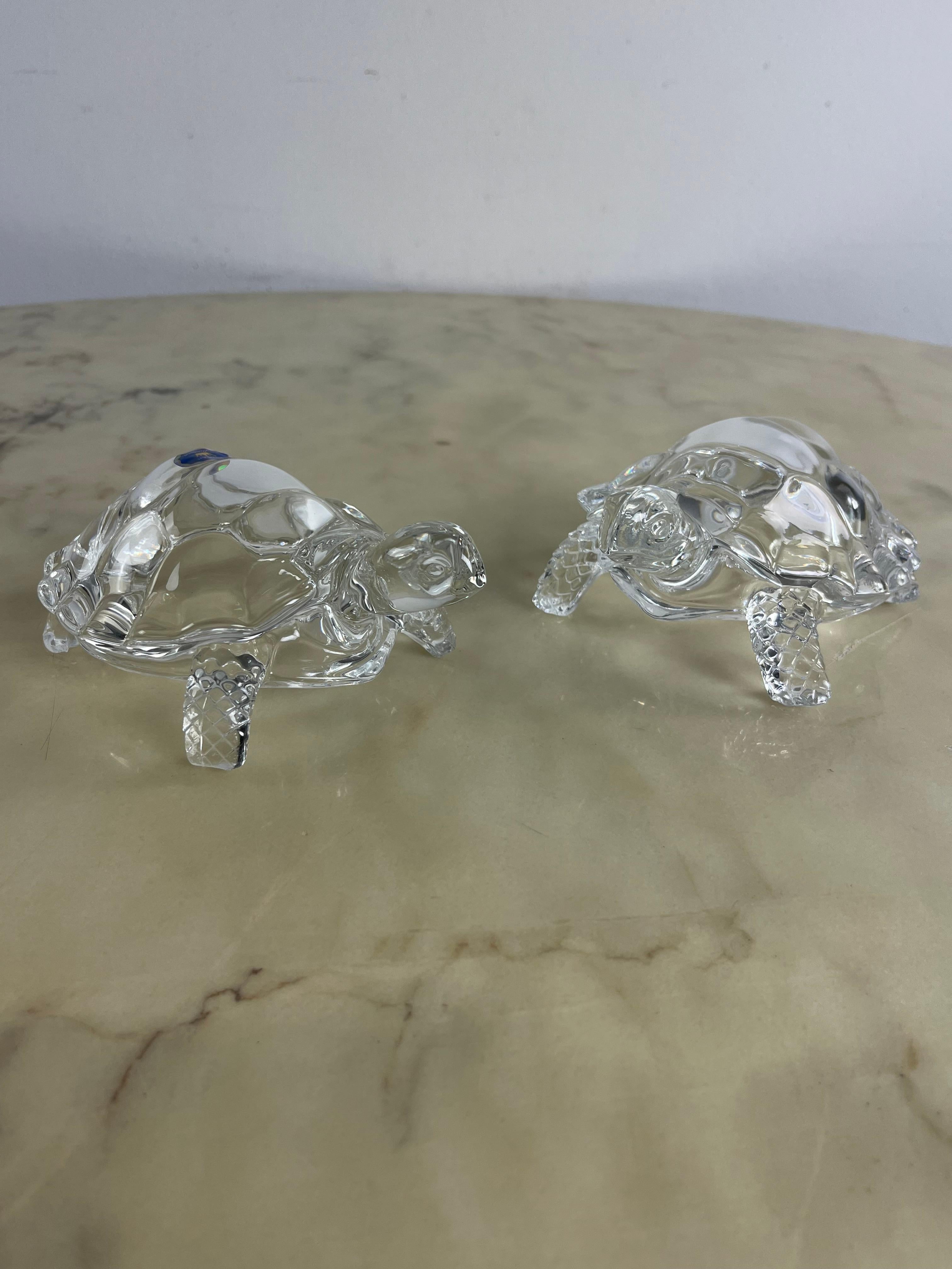 Set di 2 grandi tartarughe di cristallo Royal Art fatte a mano anni '80 In condizioni buone in vendita a Palermo, IT