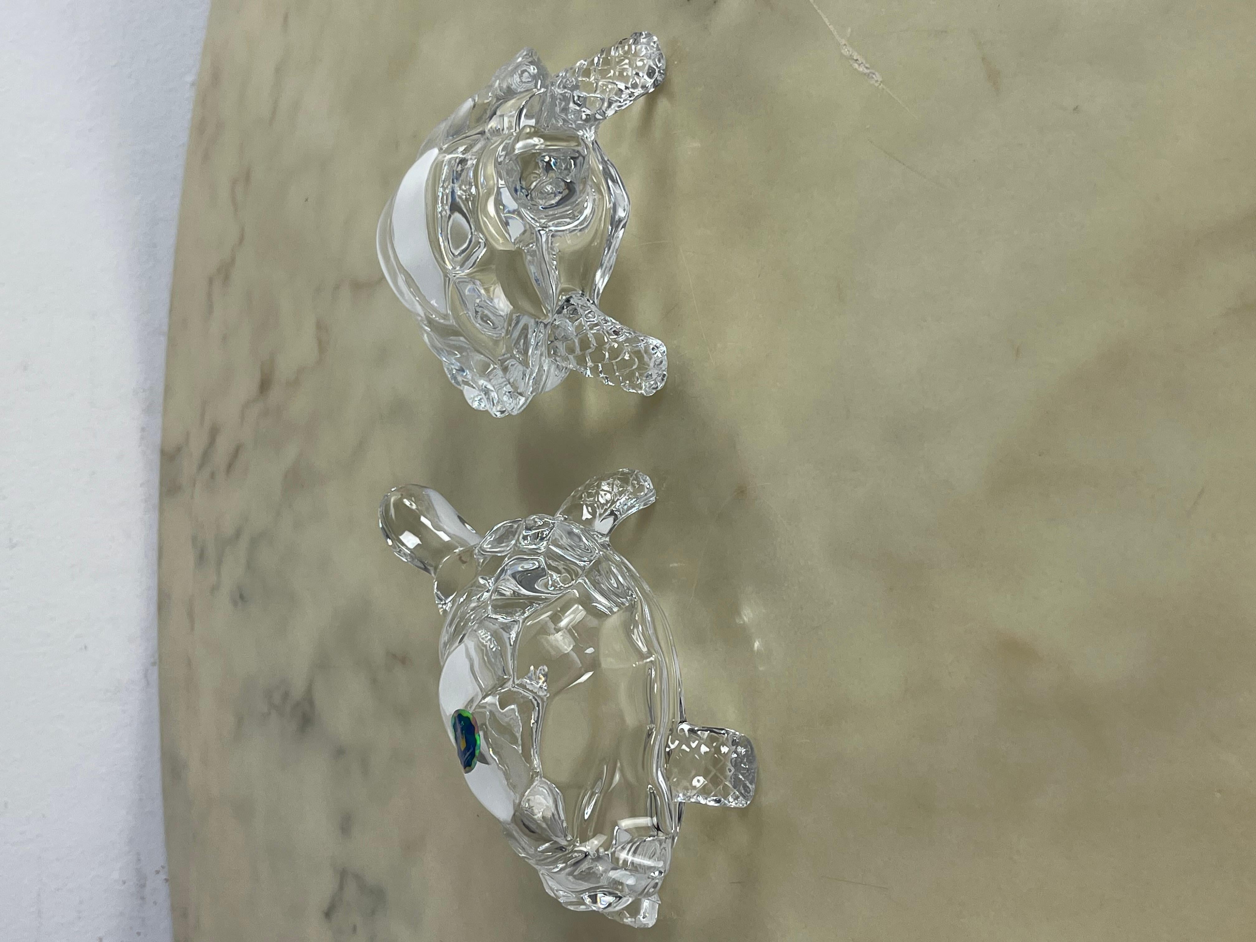 Cristallo Set di 2 grandi tartarughe di cristallo Royal Art fatte a mano anni '80 in vendita