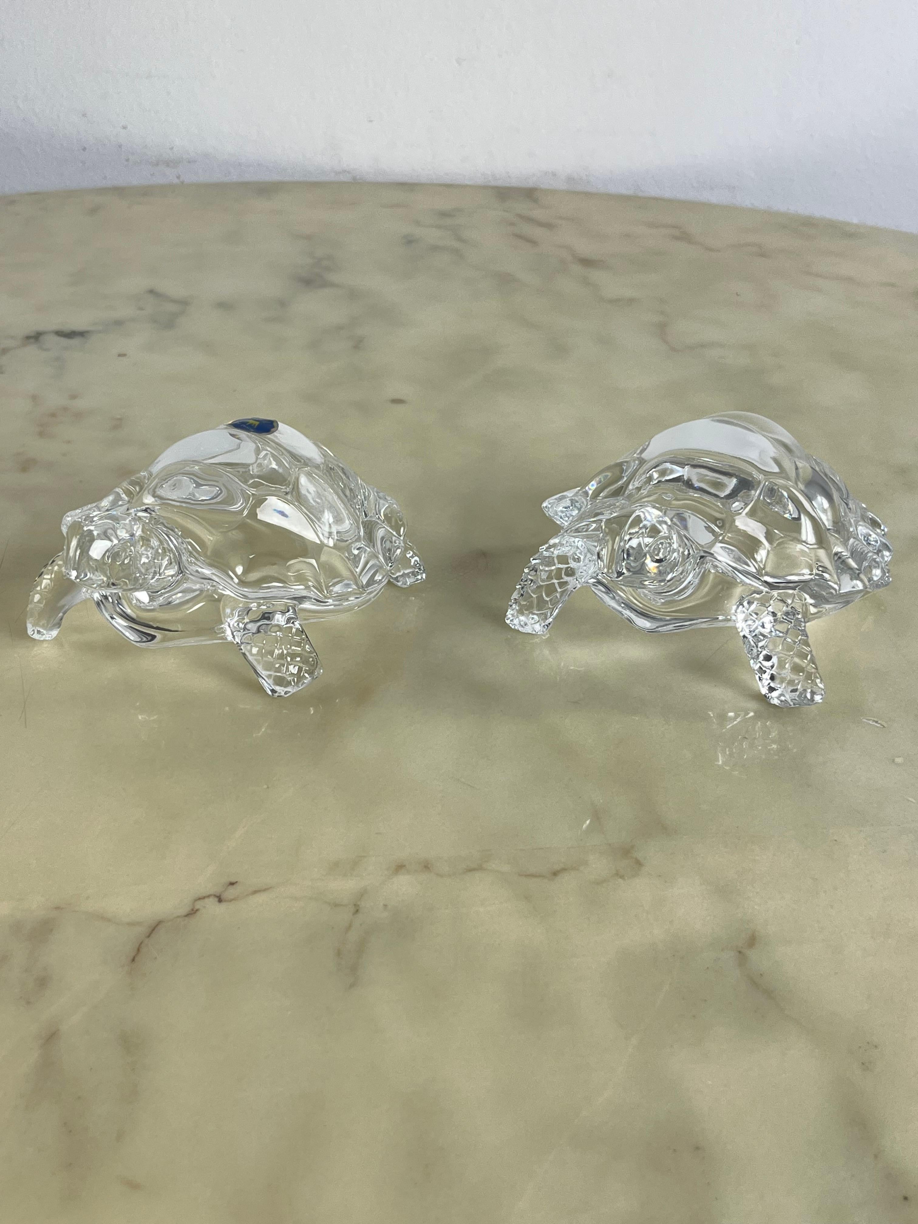 Set di 2 grandi tartarughe di cristallo Royal Art fatte a mano anni '80 in vendita 1