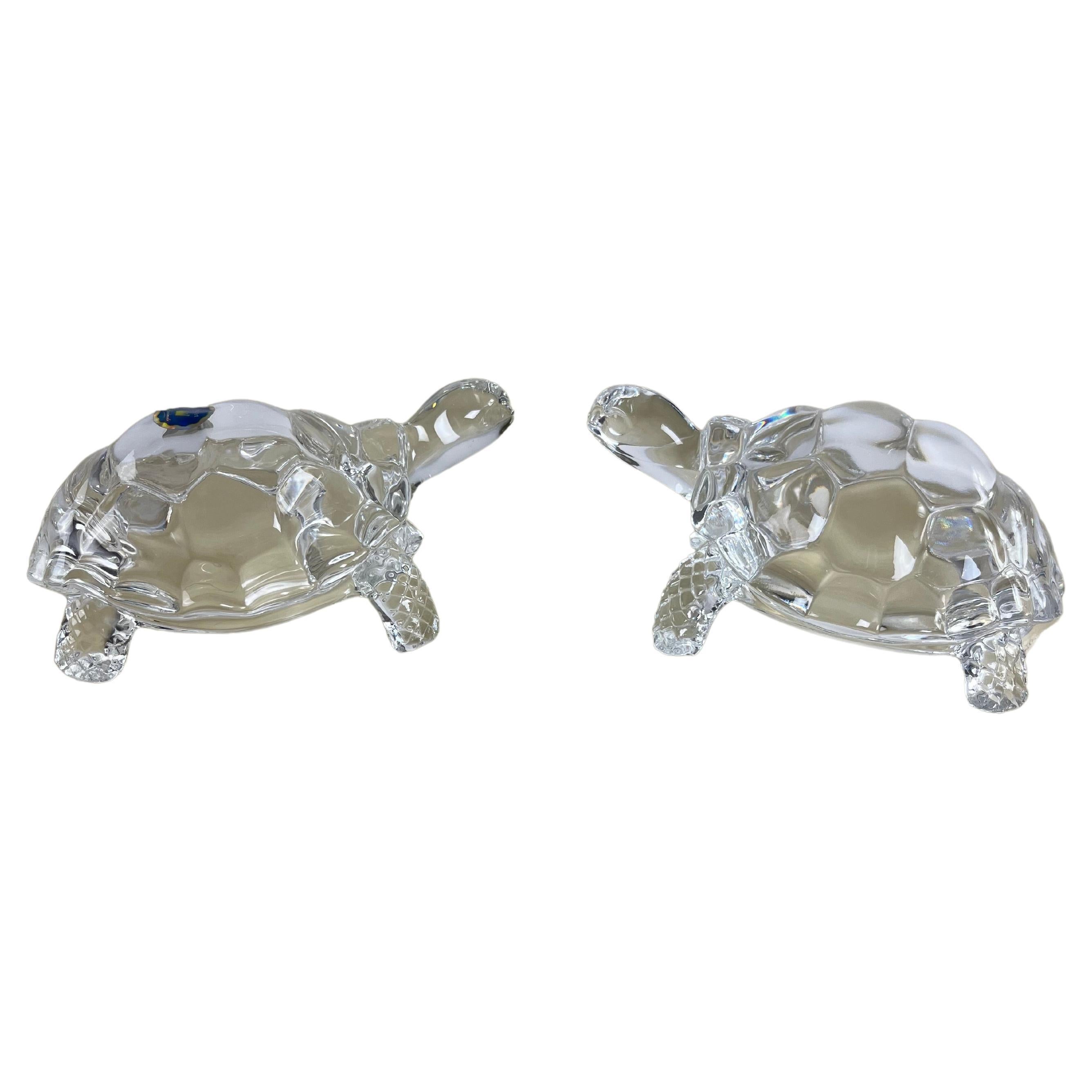 Set Of 2 Large Crystal Turtles Royal Art Handmade 1980s