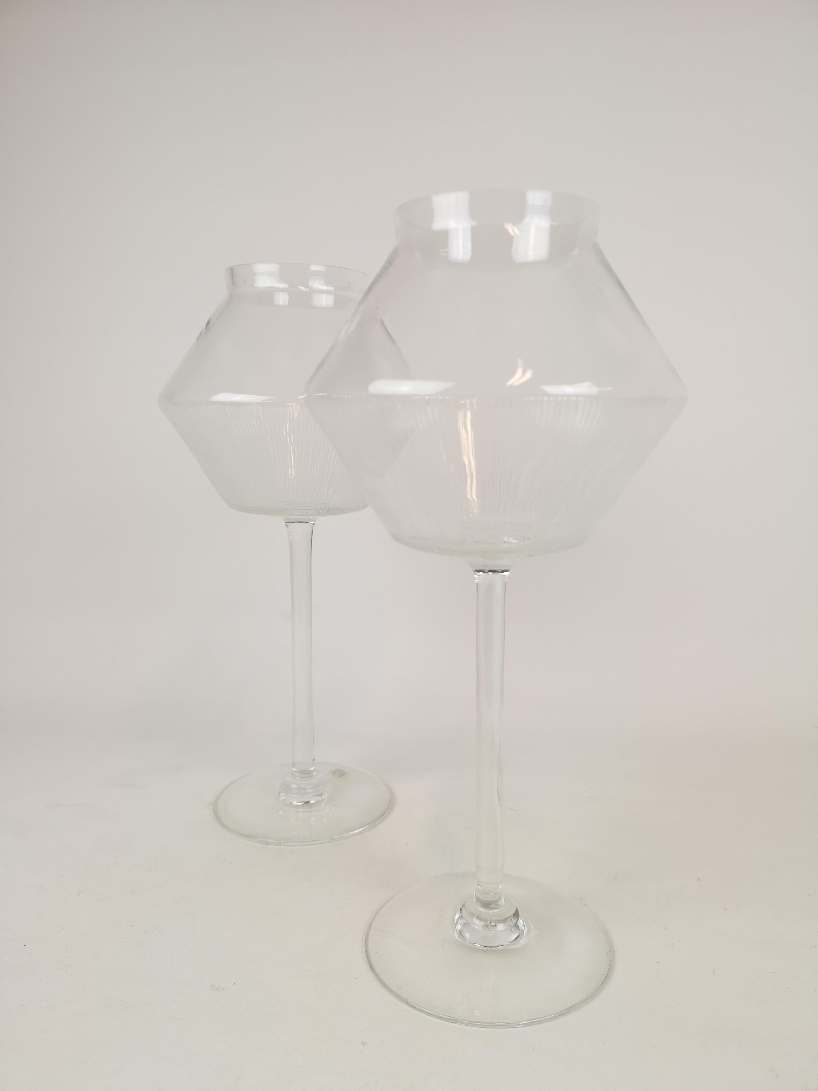 Set of 2 Large Glass Candleholders Johansfors, Sweden, 1950s 2