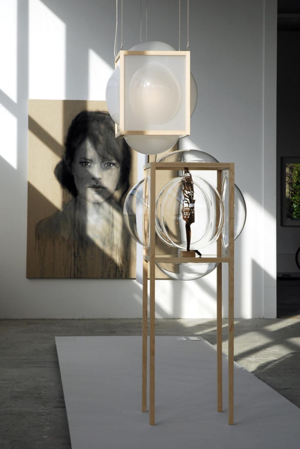 Post-Modern Set of 2 Large Hanging Curator Opaque Lamps by Studio Thier & Van Daalen For Sale