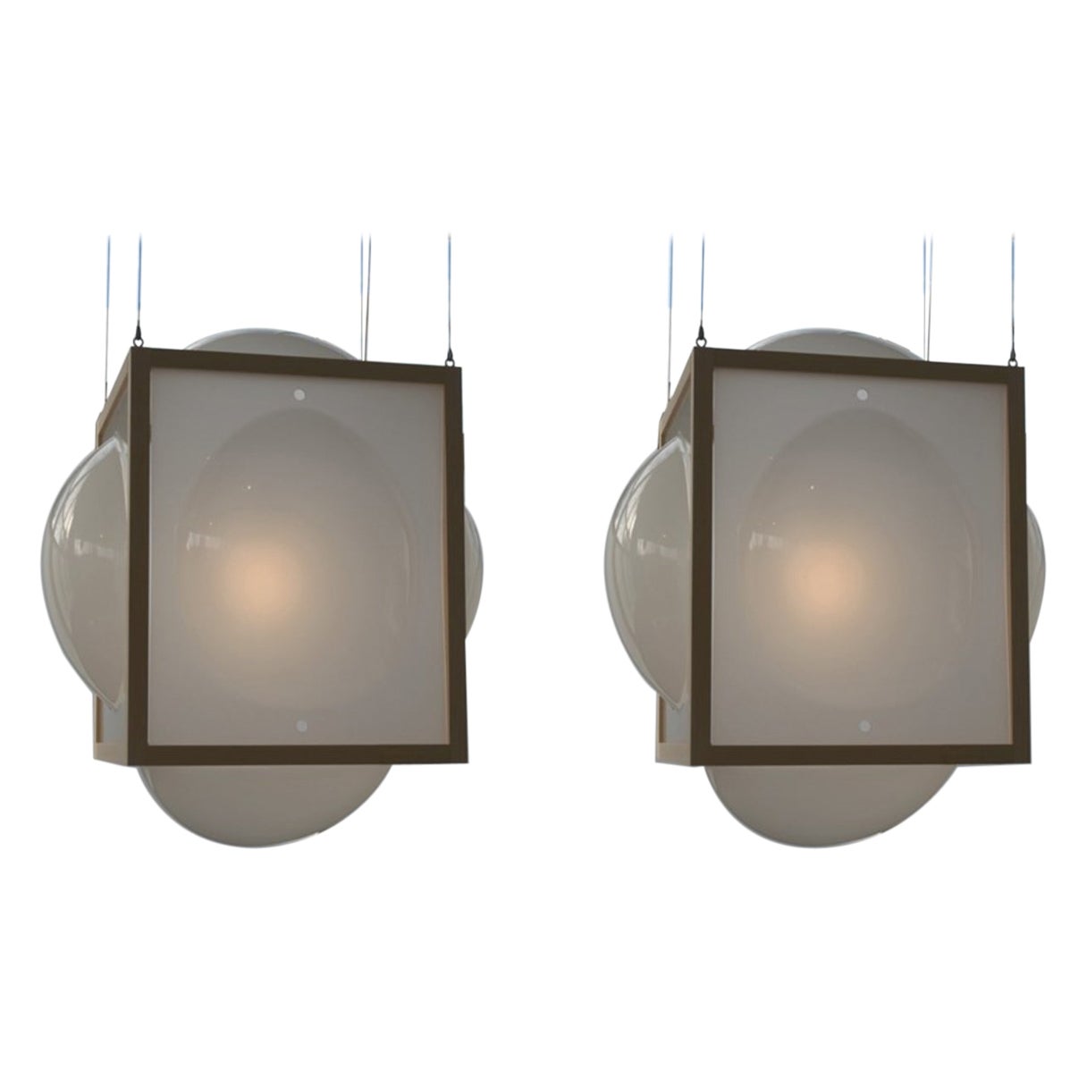 Set of 2 Large Hanging Curator Opaque Lamps by Studio Thier & Van Daalen For Sale