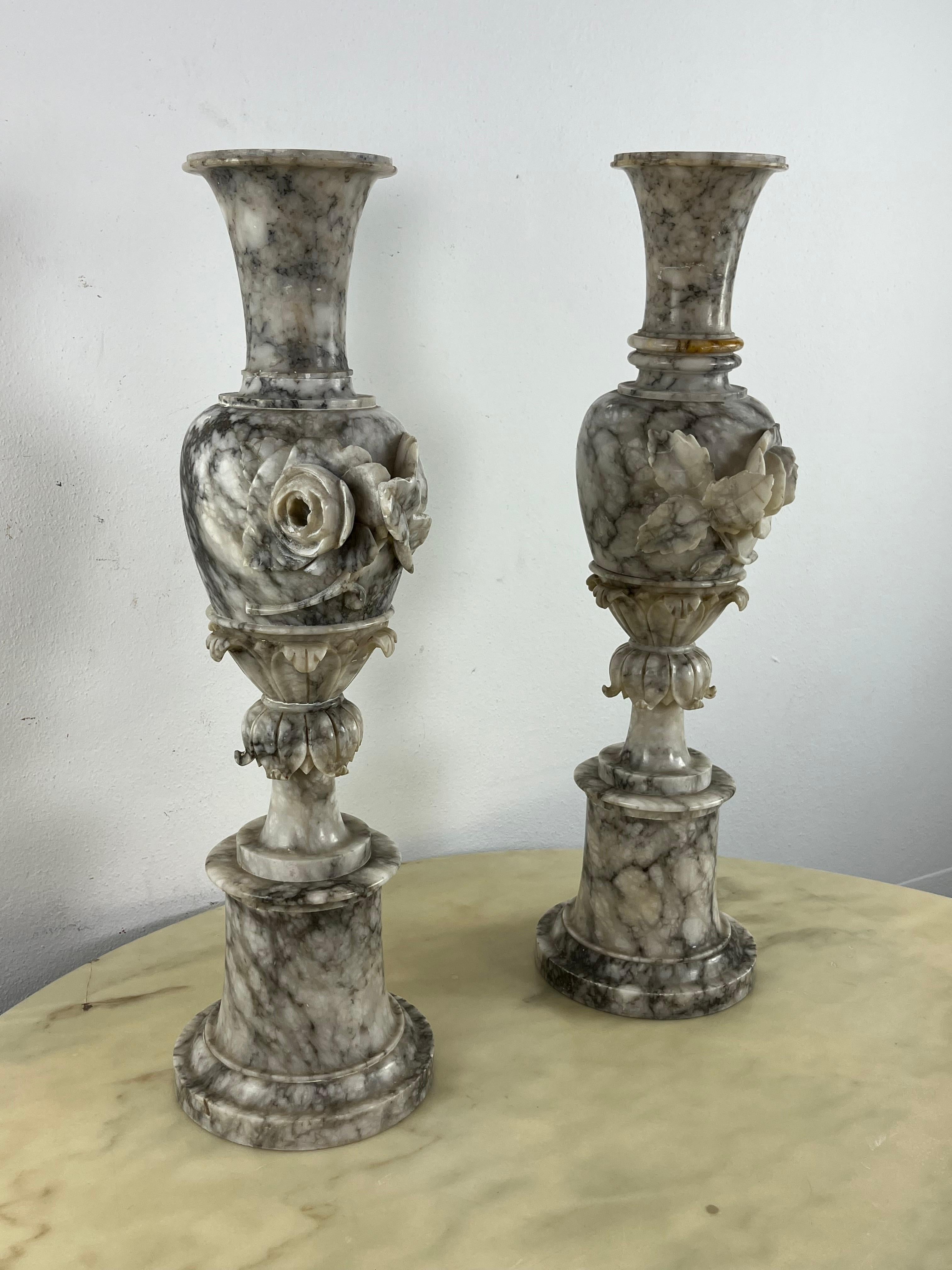 Ensemble de 2 grands vases italiens en albâtre du milieu des années 1930 en vente 4