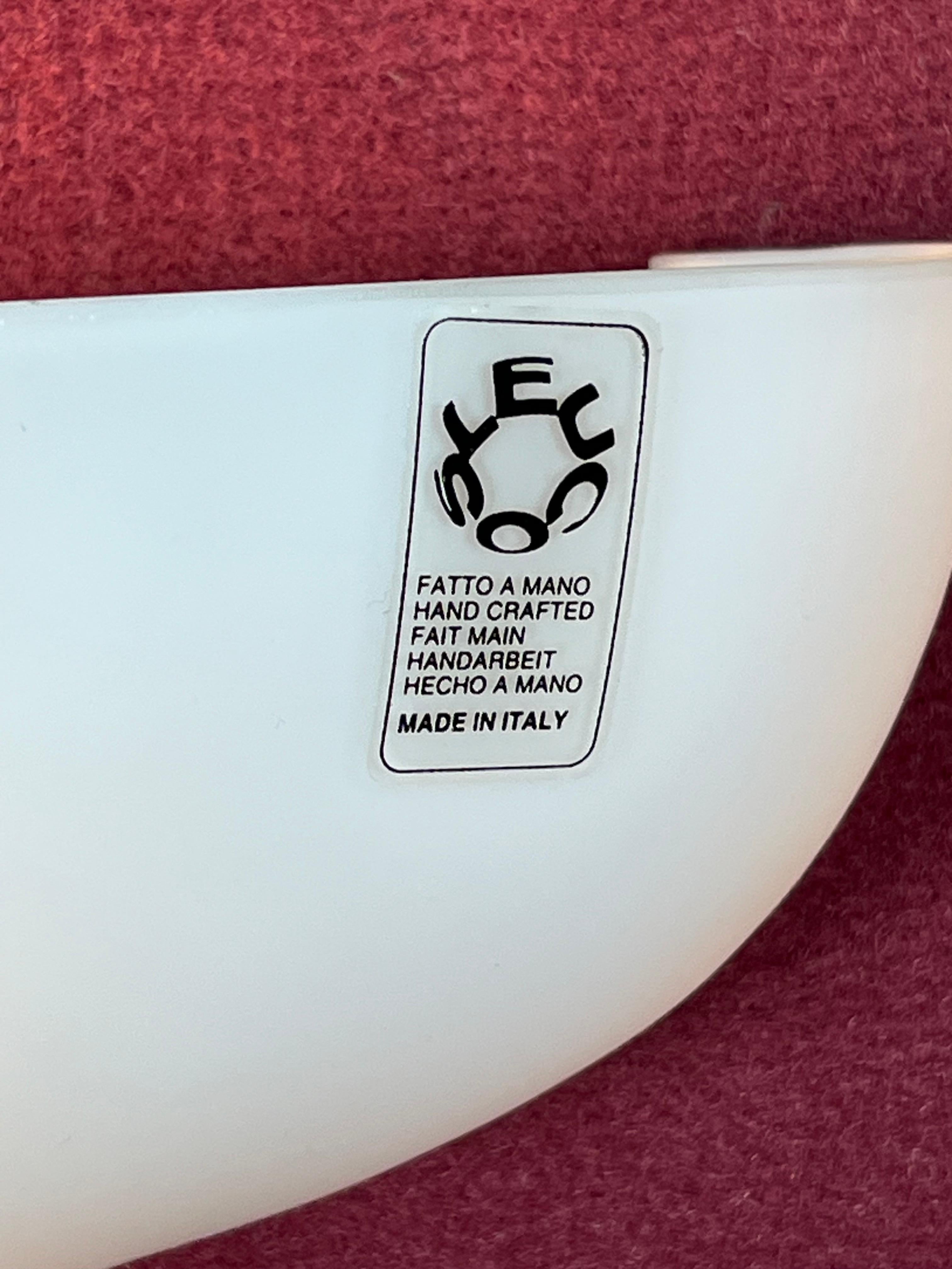 Set di 2 grandi lampade da parete Leucos in vetro soffiato opalino di Murano, anni '80 in vendita 3