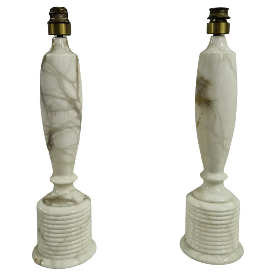 Set of 2 large marble table lamps, Italy 1960s