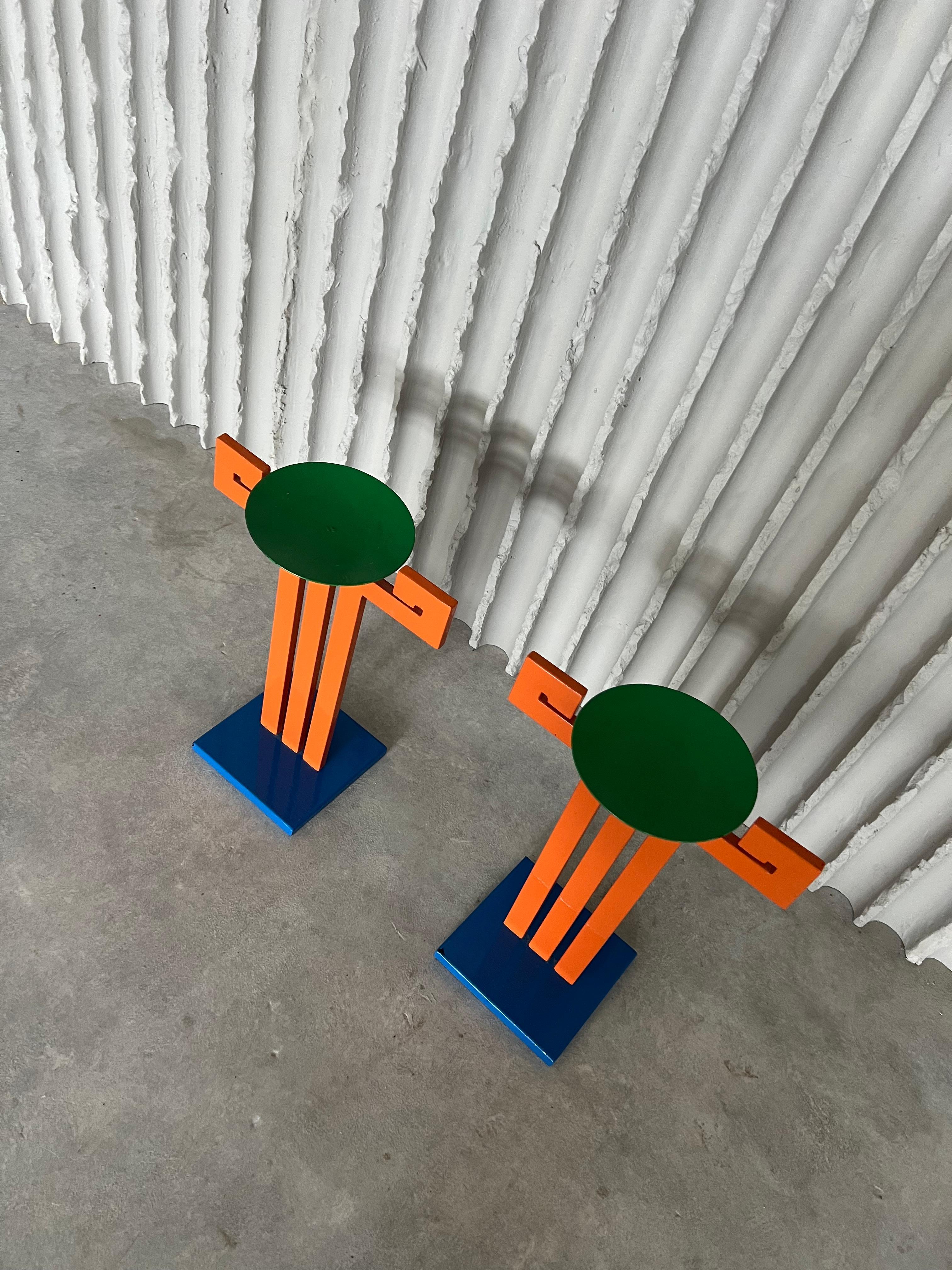 Set of 2 large Memphis candle holders In Fair Condition For Sale In HAARLEM, NL