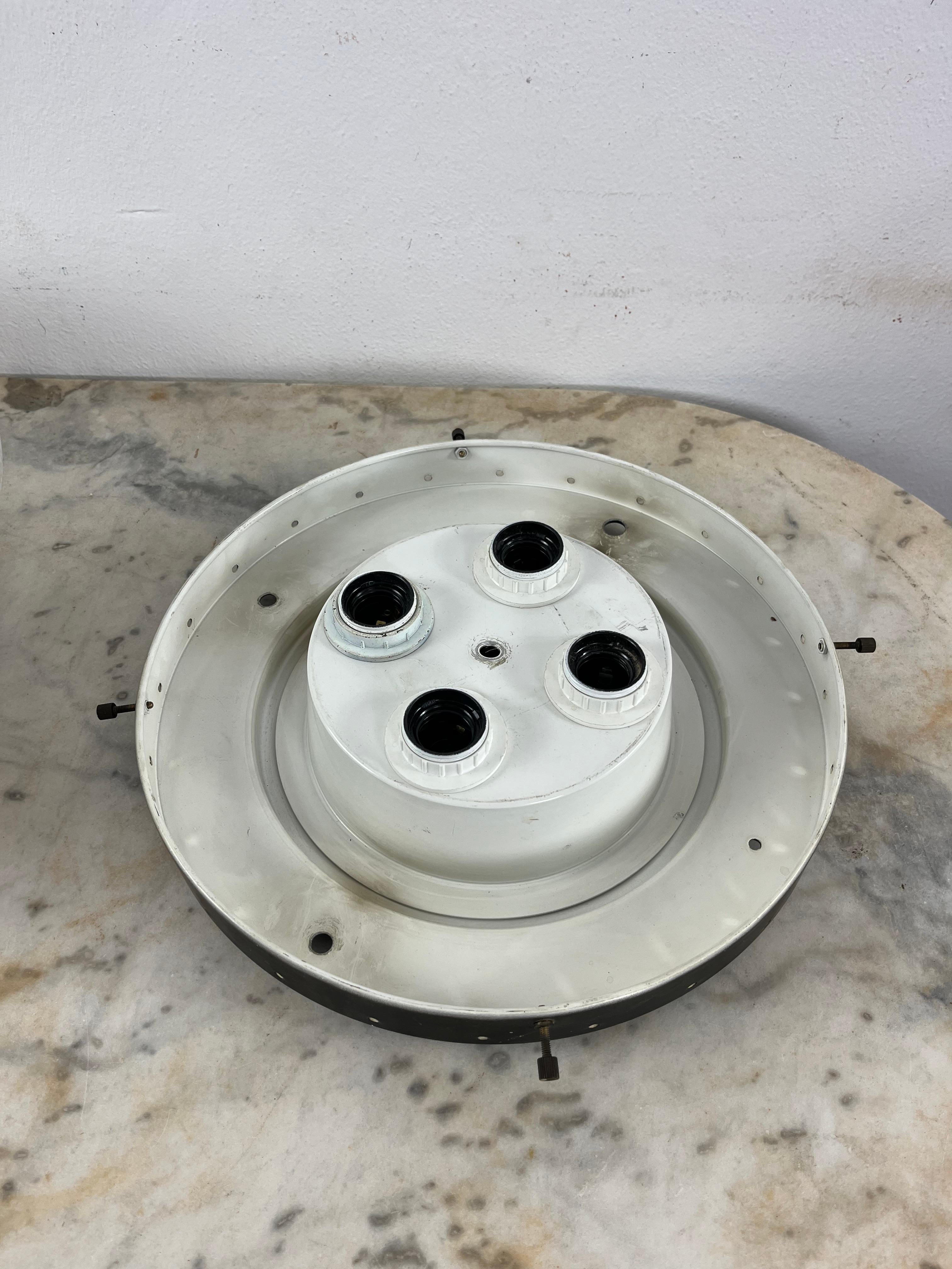 Juego de 2 grandes lámparas de techo de cristal de Murano de 4 luces de mediados de siglo, años 60. en venta 1