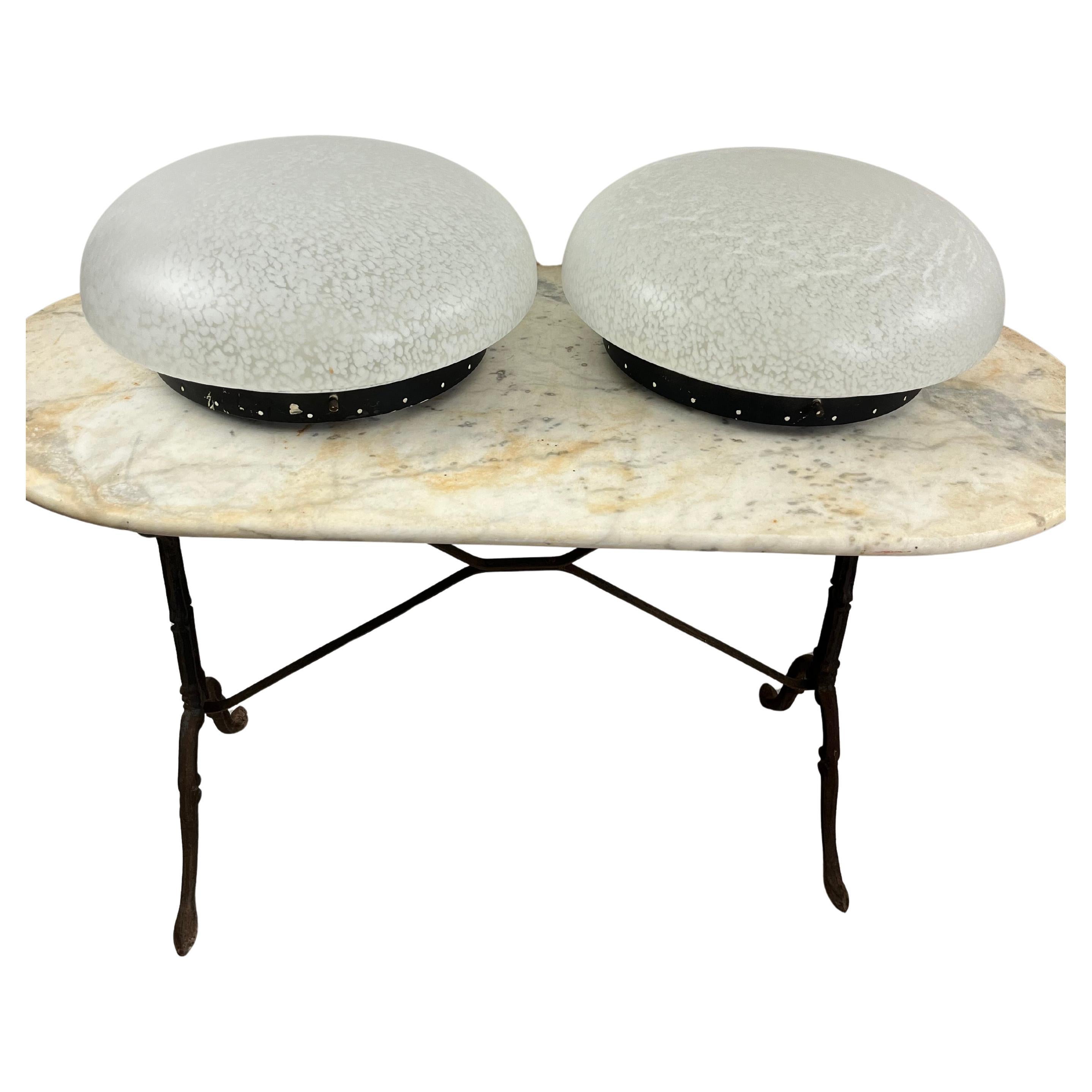 Set Of 2 Large Mid-Century 4-Light Murano Glass Ceiling Lights, 1960s.