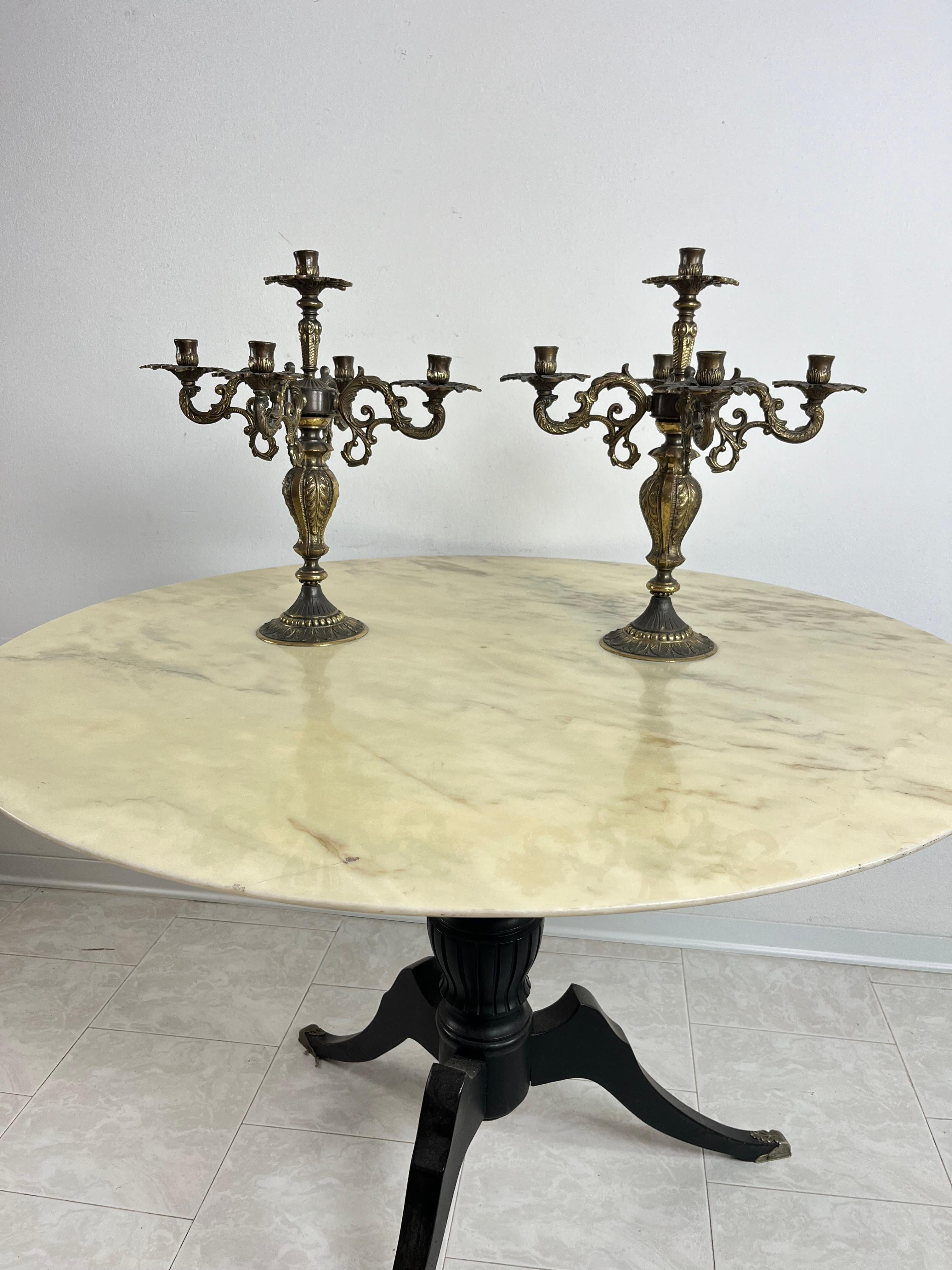 
Set of 2 Large Mid-Century Bronze 5 Flame Candlesticks 1960s
Intact and in good condition, small signs of aging.