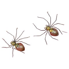 Lot de 2 grandes appliques "araignée" du milieu du siècle dernier, verre de Murano et fer, années 1950