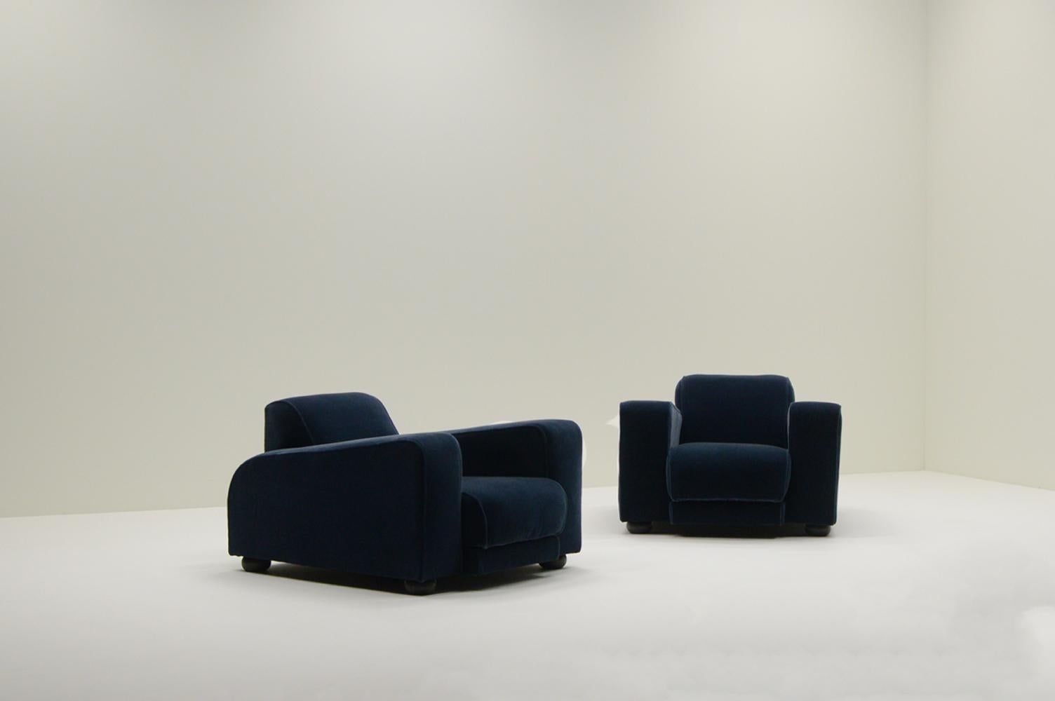 Set of 2 large Mohair Art Deco club chairs, France 1930s. For Sale at 1stDibs