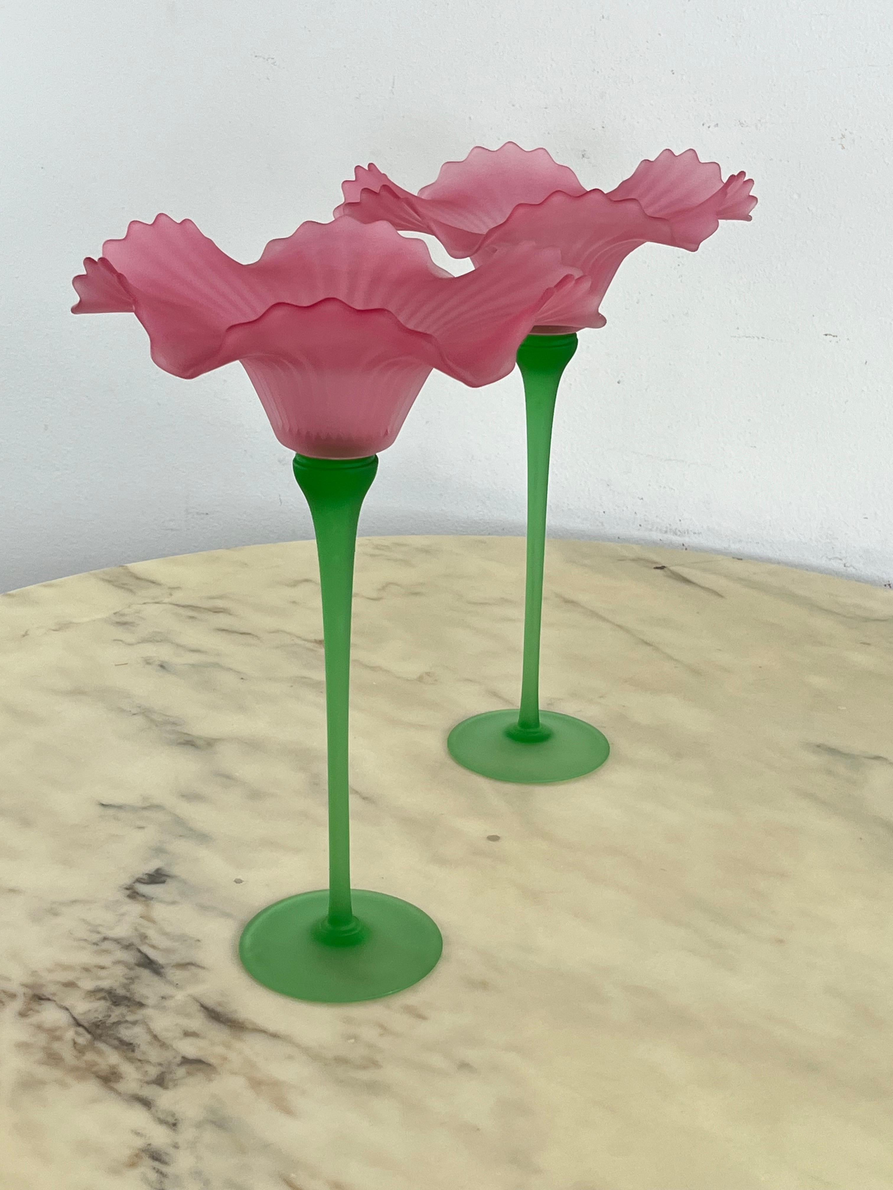 Set di 2 grandi candelieri in vetro di Murano anni '70 in vendita 4