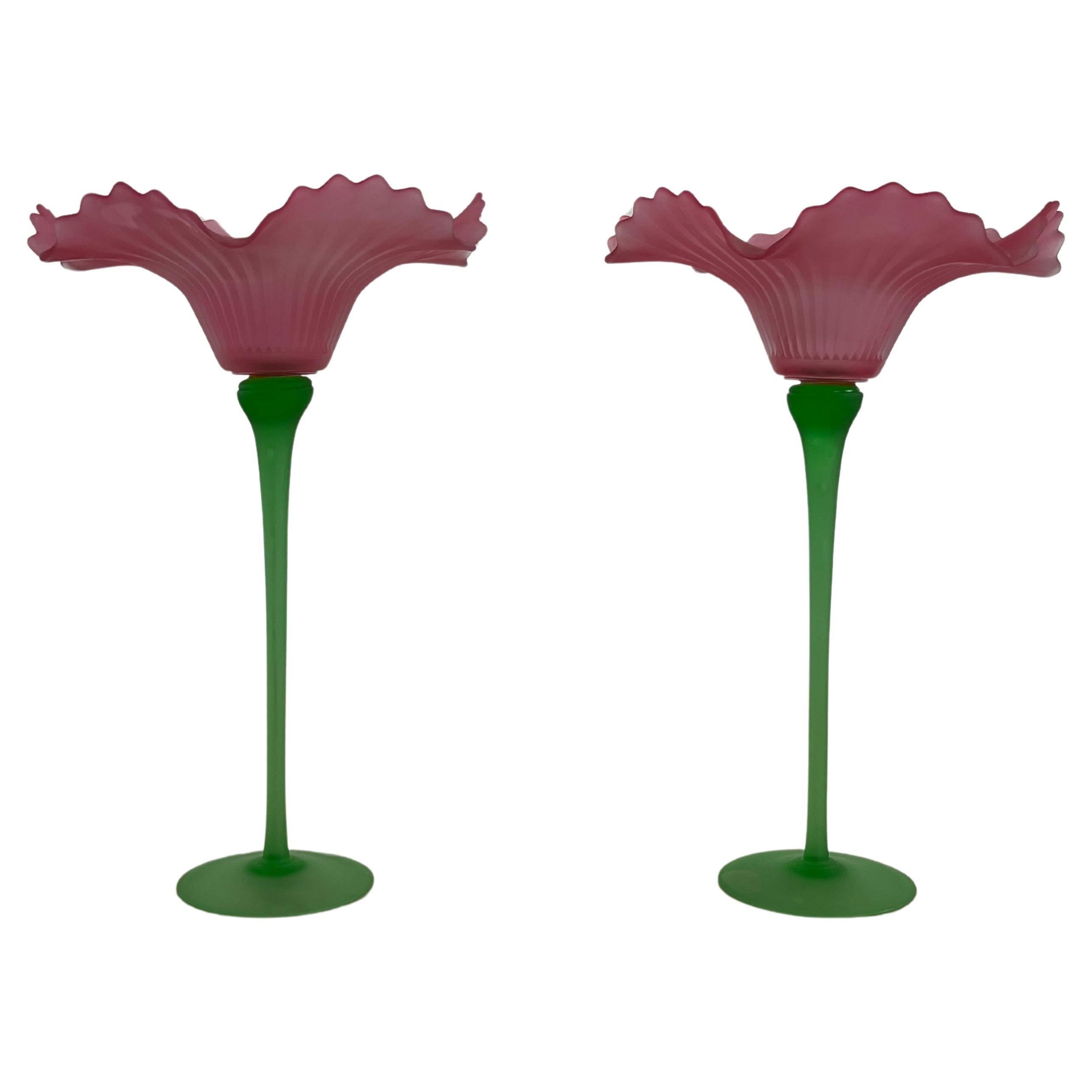 Ensemble de 2 grands chandeliers en verre de Murano des années 1970