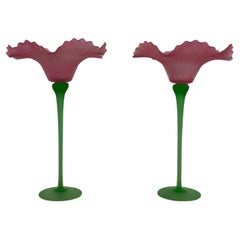 Ensemble de 2 grands chandeliers en verre de Murano des années 1970