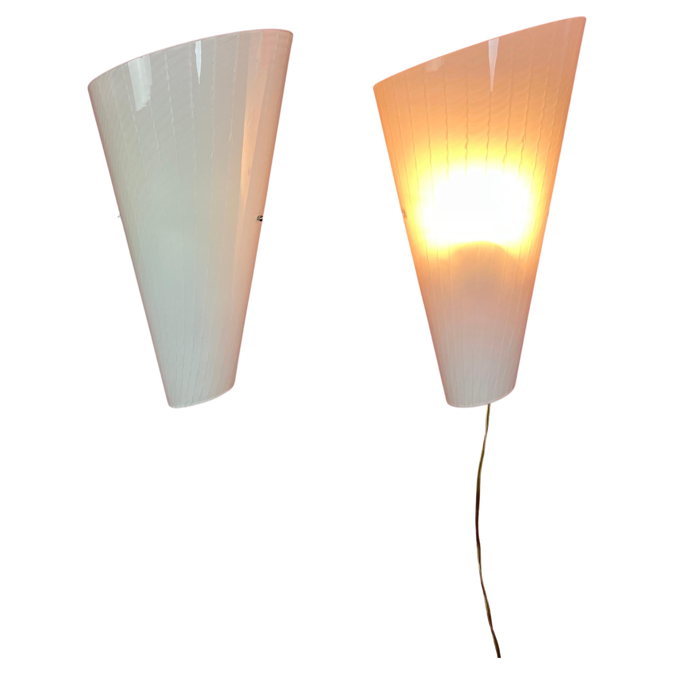 Satz von 2 großen Murano Glas Wandlampen, 1980er Jahre
