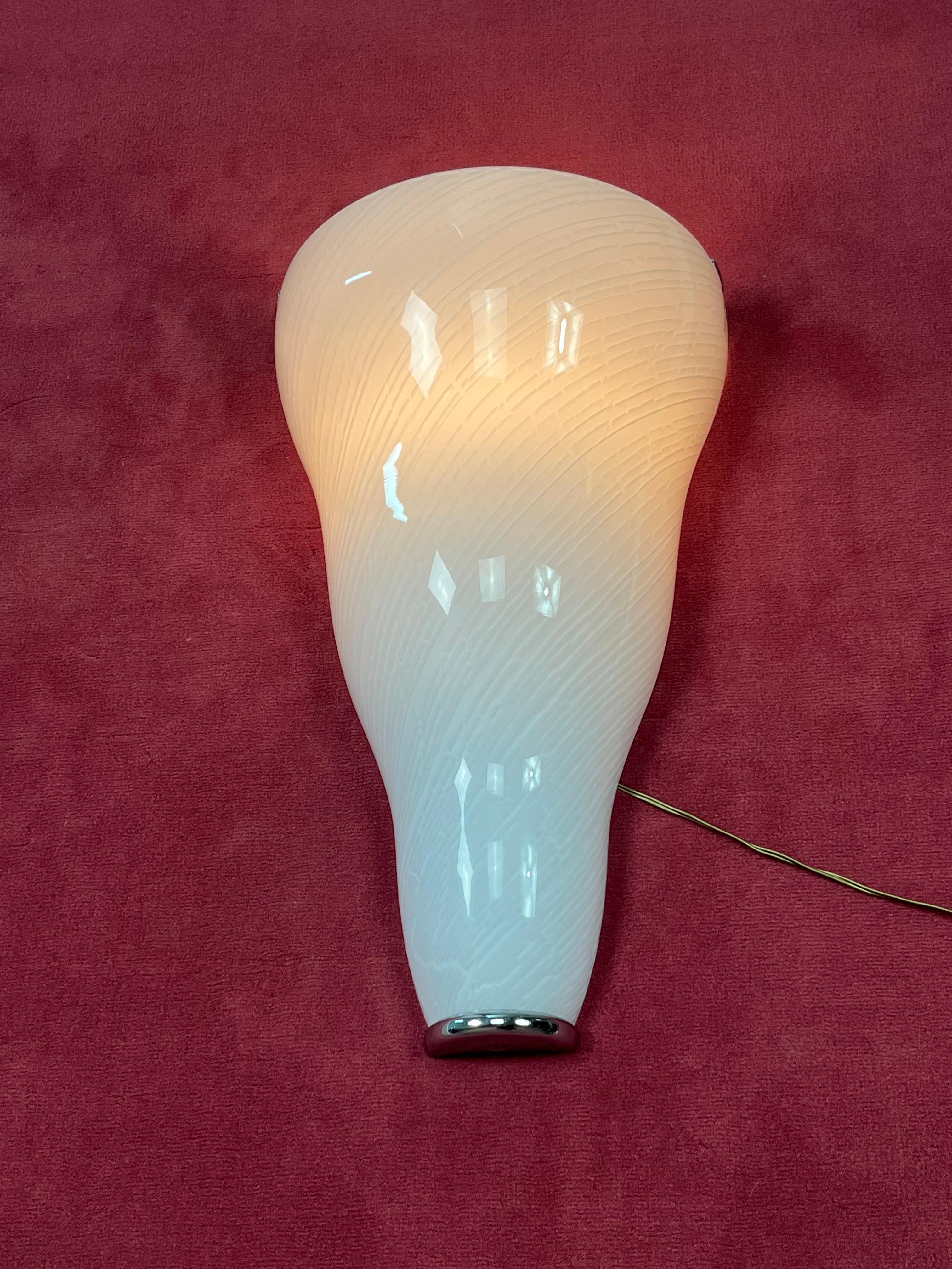 Set Of 2 Large Murano Glass Wall Lamps Leucos, 1980s For Sale 5