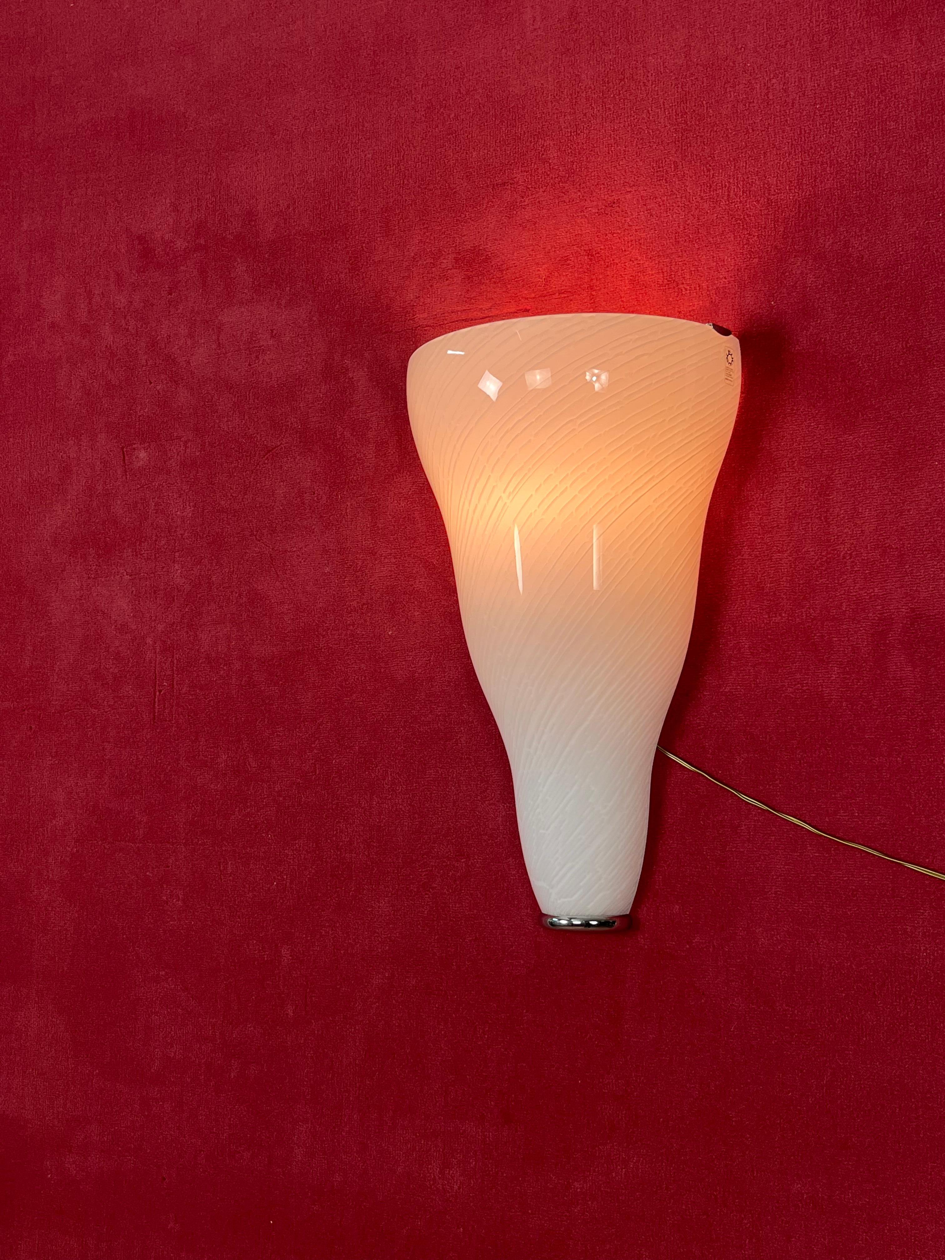 Set Of 2 Large Murano Glass Wall Lamps Leucos, 1980s For Sale 7