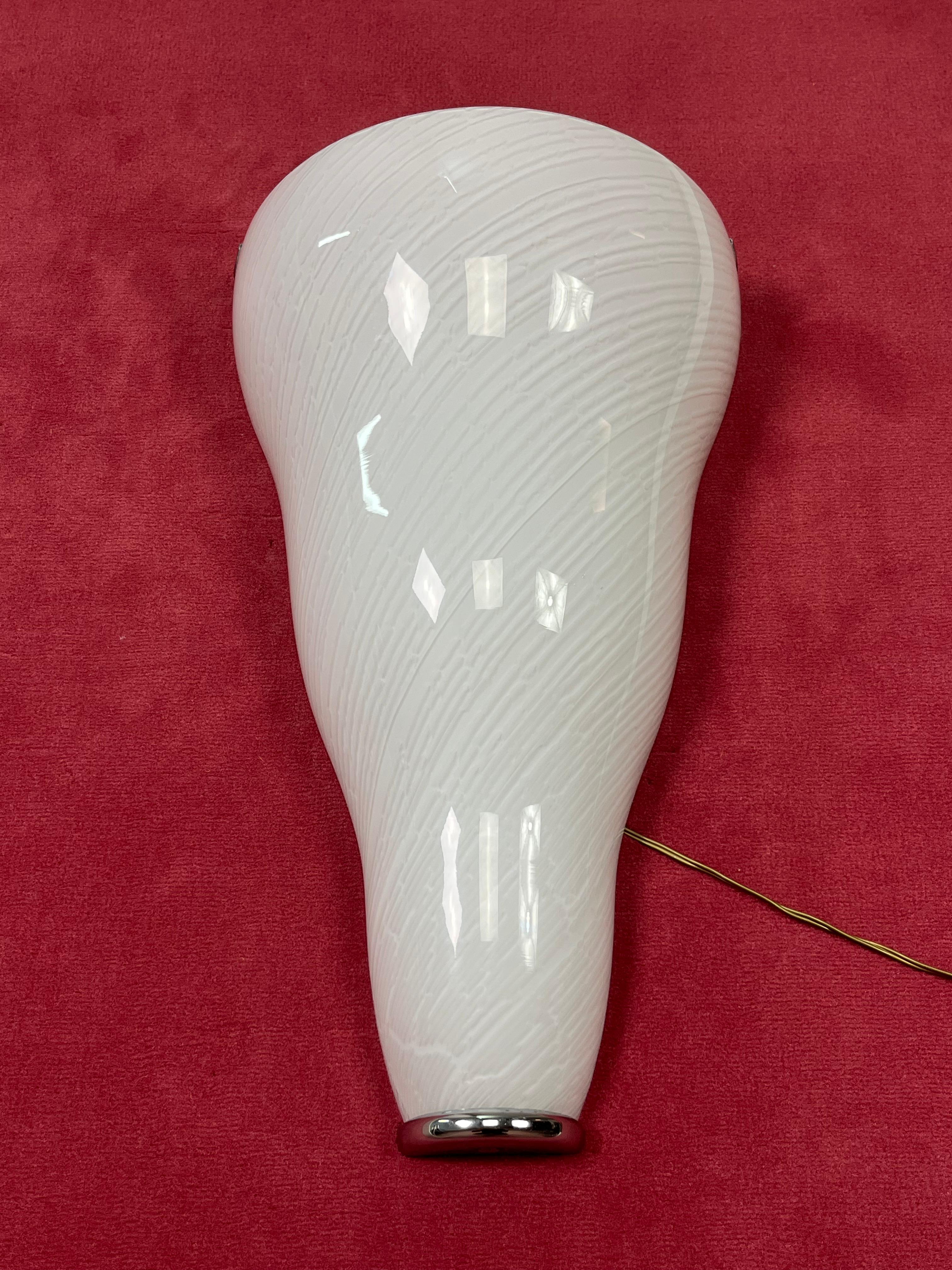 Set Of 2 Large Murano Glass Wall Lamps Leucos, 1980s For Sale 10