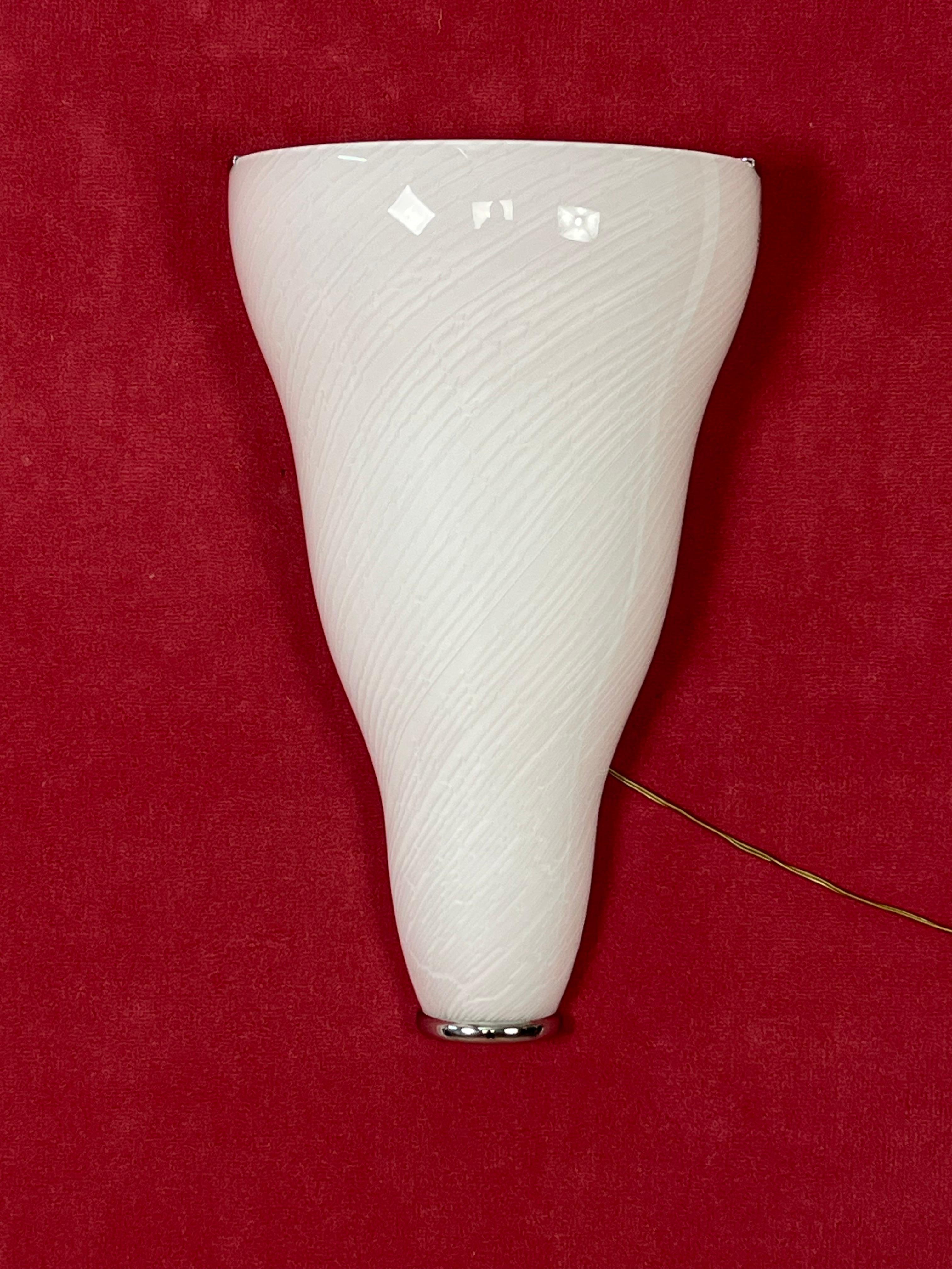 Set Of 2 Large Murano Glass Wall Lamps Leucos, 1980s For Sale 12