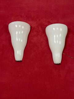 Set Of 2 Large Murano Glass Wall Lamps Leucos, 1980s