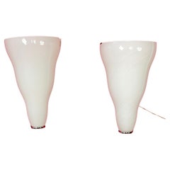 Set Of 2 Large Murano Glass Wall Lamps Leucos, 1980s