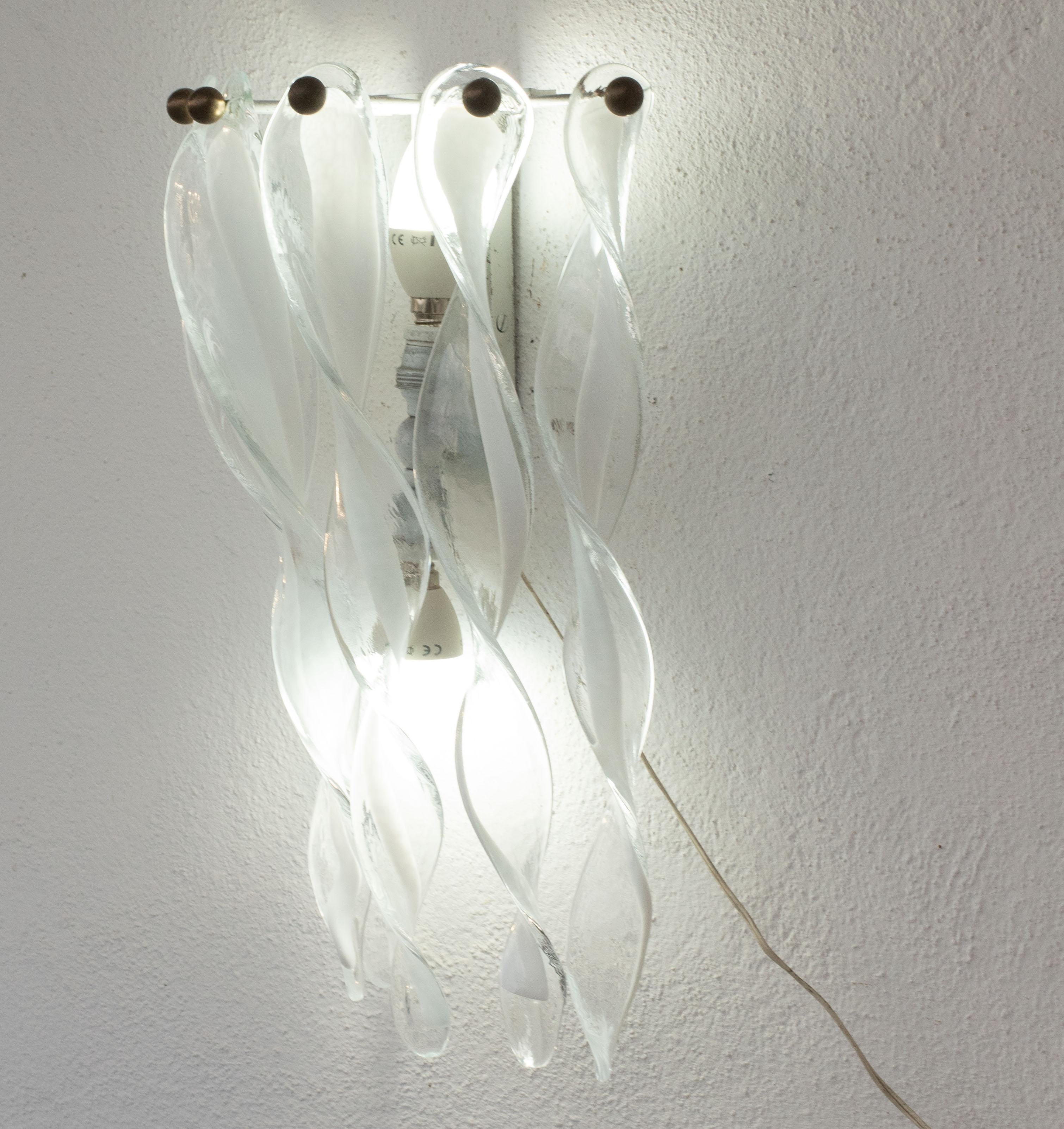 Set de 2 apliques grandes de cristal de Murano 
